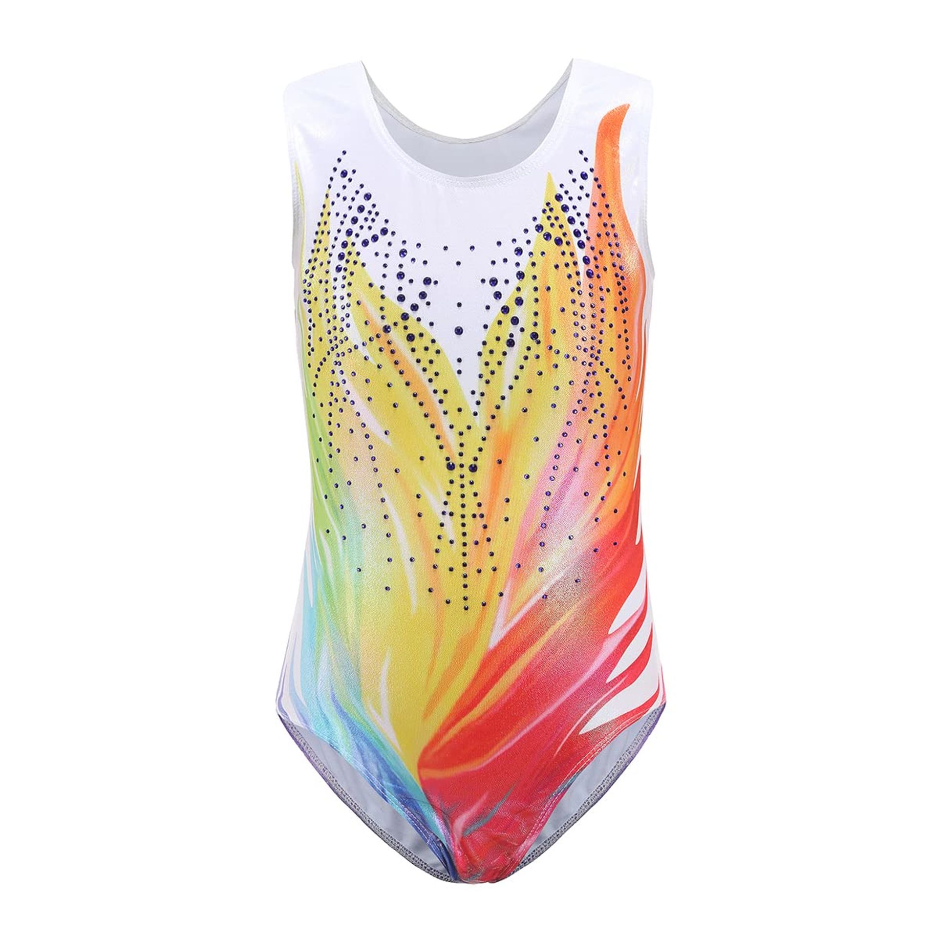 Girls Gymnastics Leotard Sleeveless Ballet Dancewear Glitter Rainbow-Yellow 9-10 Years