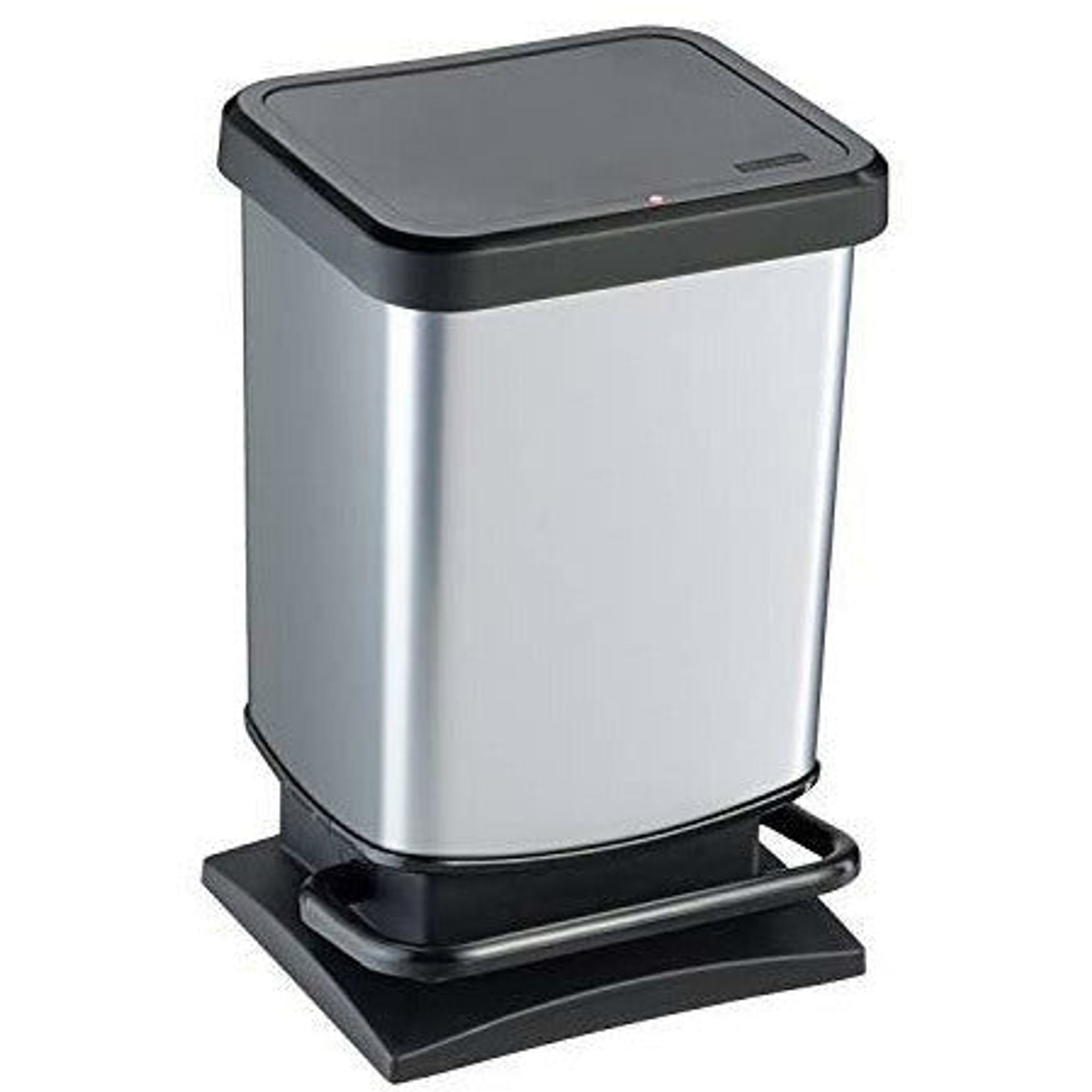 Rotho Paso Waste bin 20l with Odour-Proof lid and Pedal, Plastic (PP), 20 litres (29.3 x 26.6 x 45.7 cm), in-Mould Labelling Silver Metallic