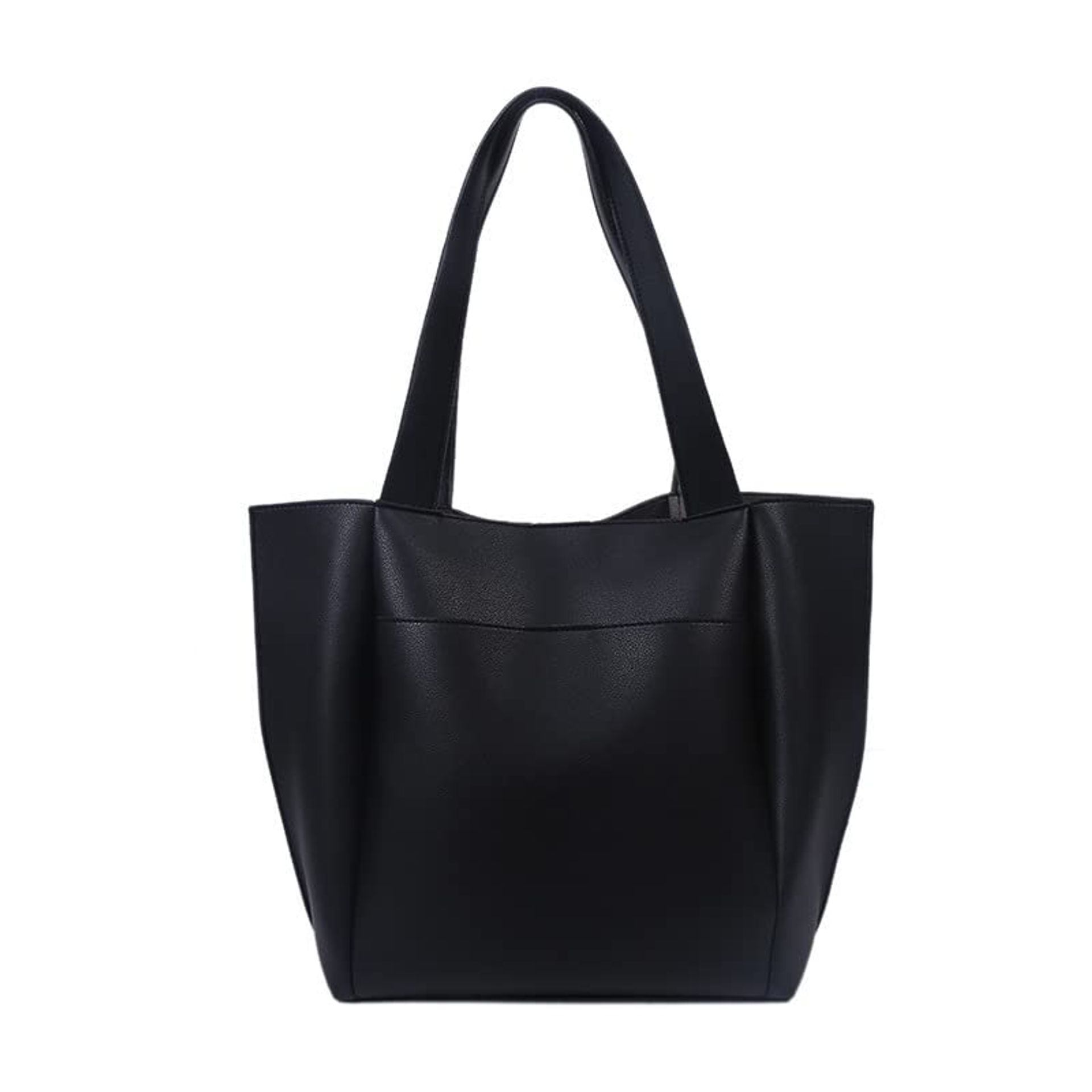 Women's Faux Leather Tote Bag Large Capacity Shoulder Handbag Versatile Commuter Style - Black 16.5x12.6x4.7in - Valentines