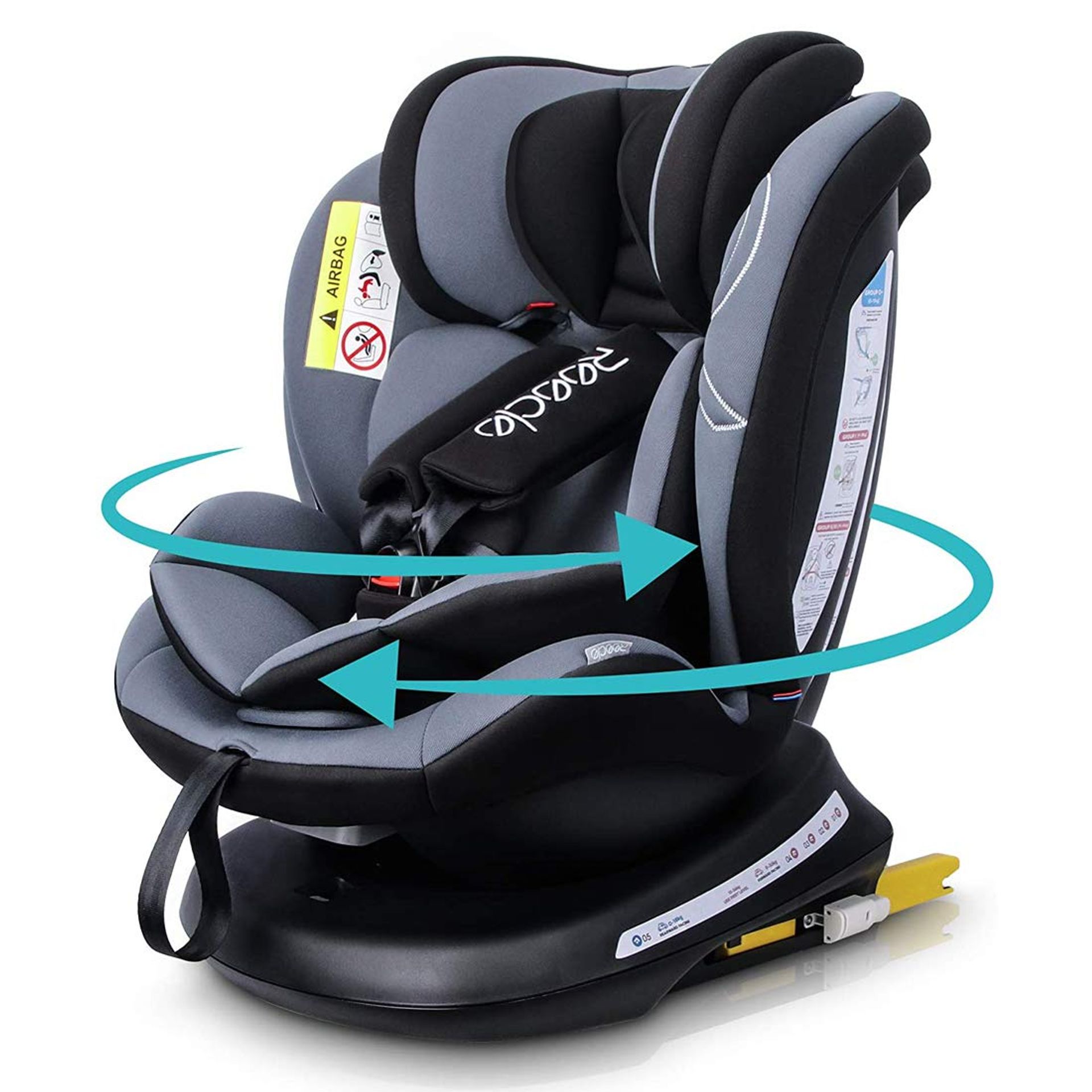 360 Swivel Baby Car Seat with ISOFIX for Groups 0+/1/2/3 0-36kg Approx 0-12 Years - Black 1 Count