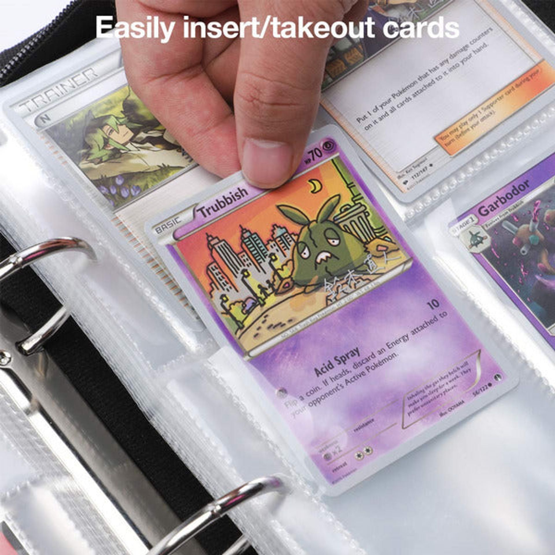 Rayvol 4 Pocket Card Binder Compatible With Pokemon Cards, Inclues 60 4-P