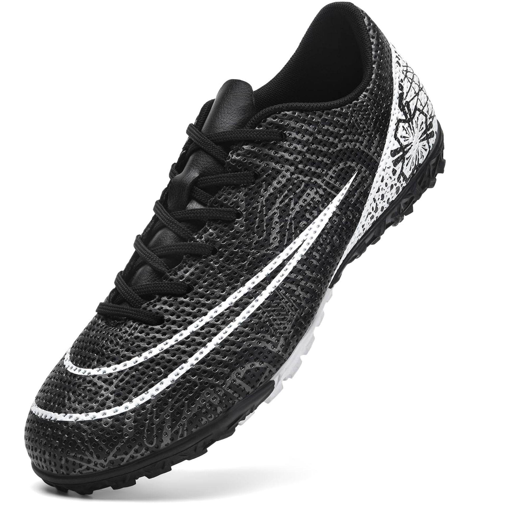 Kids Football Boots Boys Girls Indoor Outdoor Soccer Trainers FG/AG Turf - Black UK 5