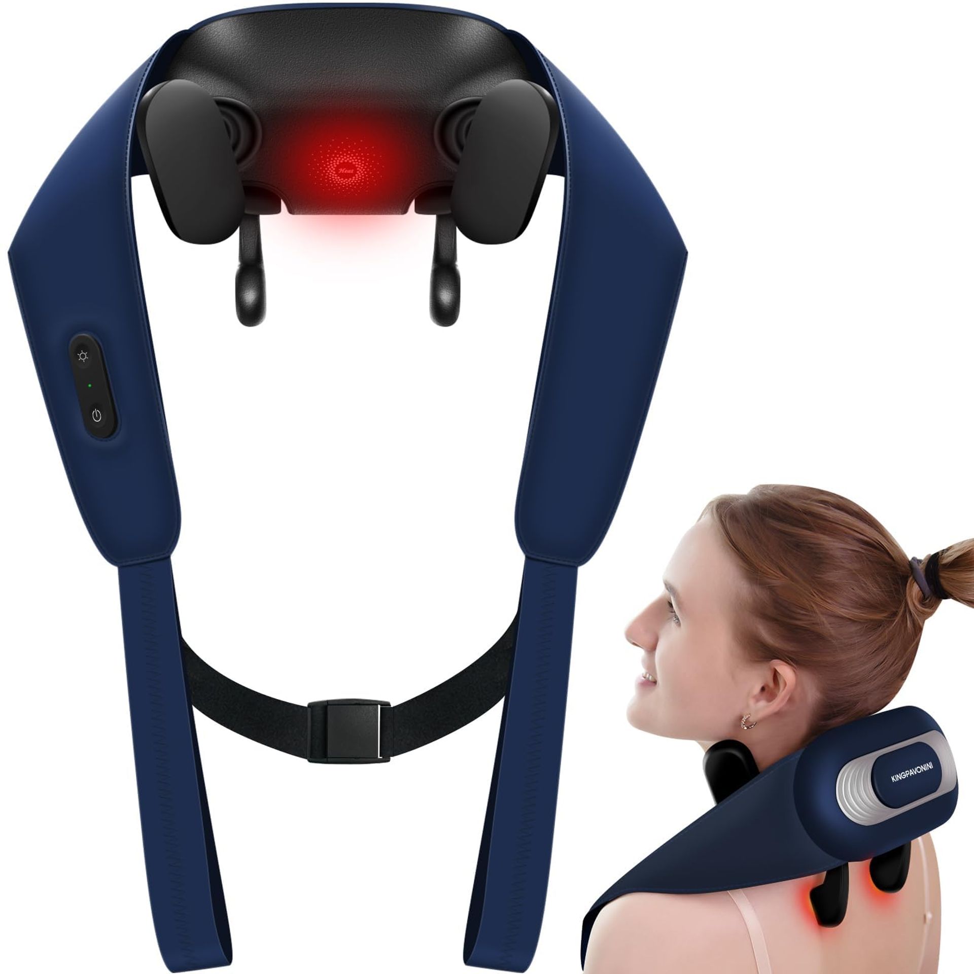 Wireless Heated Neck & Shoulder Massager with Shiatsu Deep Tissue Relief and Voice Guide – Ideal for Home, Office & Travel