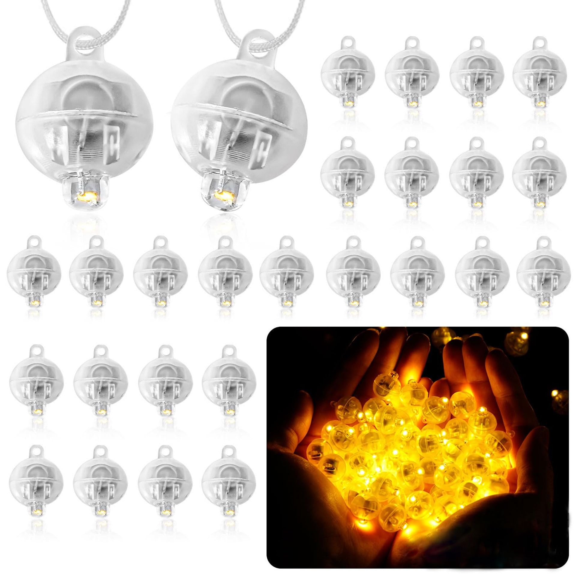 100Pcs Warm LED Balloon Lights with Hooks for Weddings & Parties