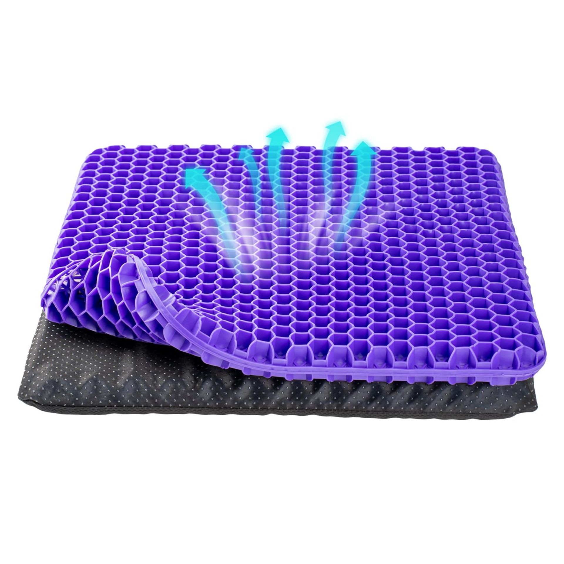Thicker Gel Seat Cushion 3.5cm – Breathable Cooling Support Pad for Office, Home, Car & Sciatica Pain Relief – Washable Purple