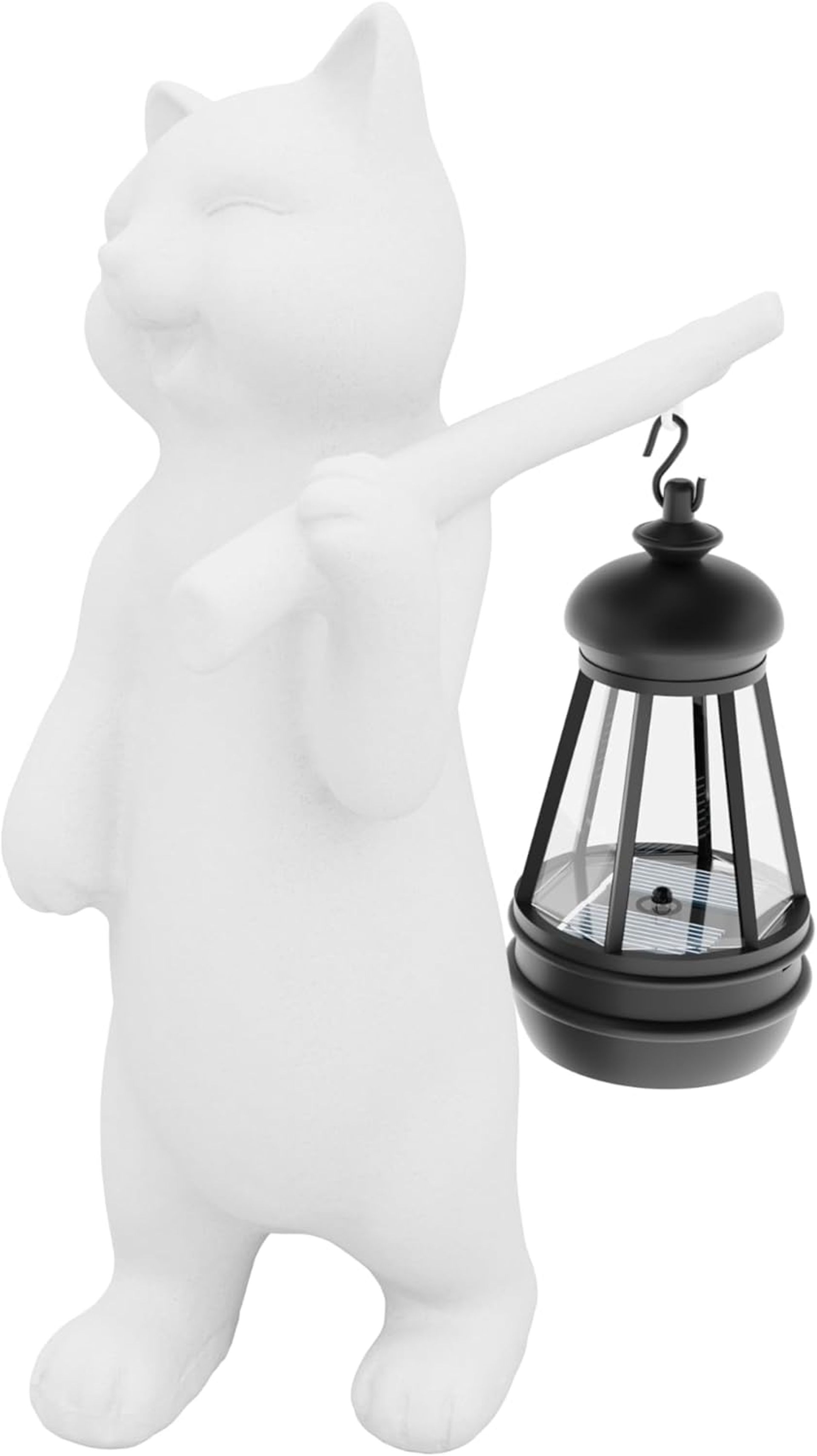 Solar Powered Garden Resin Statue Lights, 10 Inch Waterproof Outdoor Animal Cute Cat Figurine Lights, Suitable for Patios, Balconies, Lawns, Courtyards, Etc (Walking) [Energy Class A]