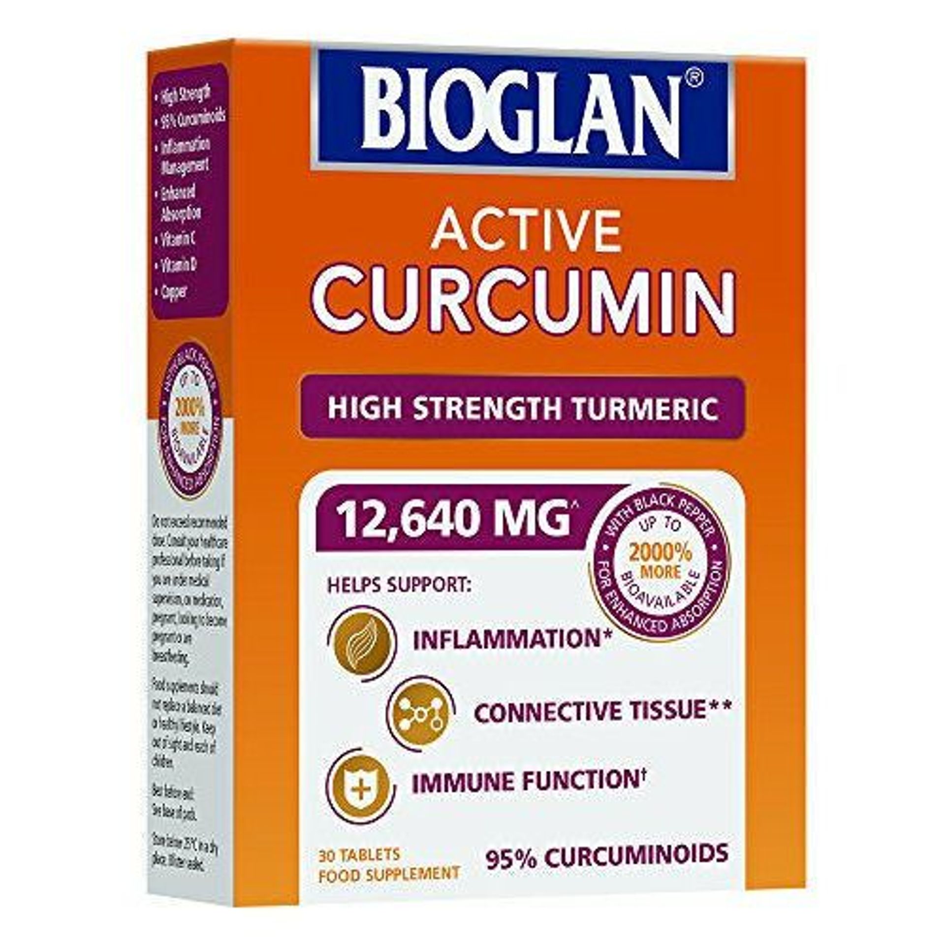 Bioglan Active Curcumin, High Strength Turmeric Extract, 1 Month Supply
