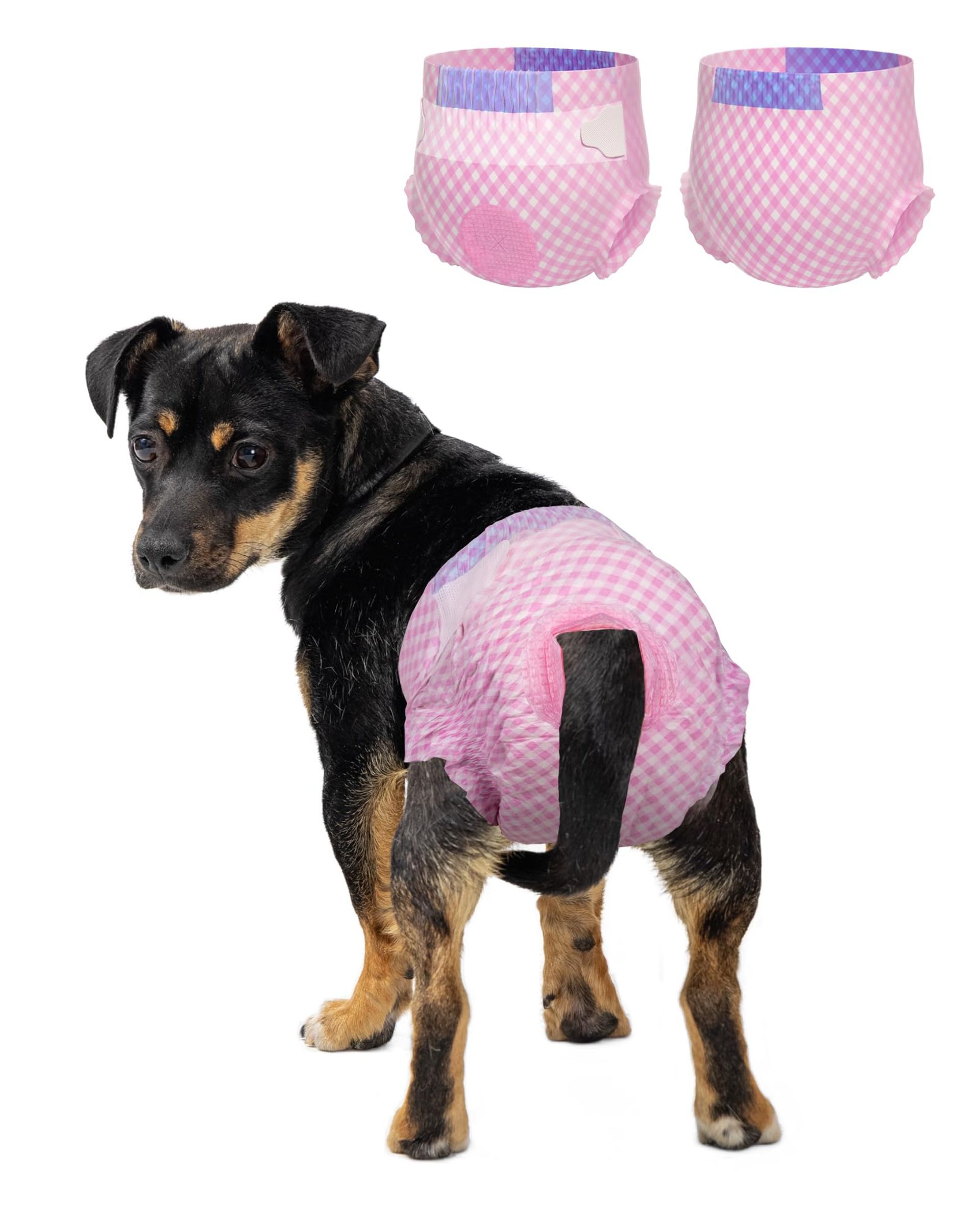 Disposable Female Dog Nappies Leakproof Diapers with Adjustable Tail Hole and Secure Fit - Pink Medium