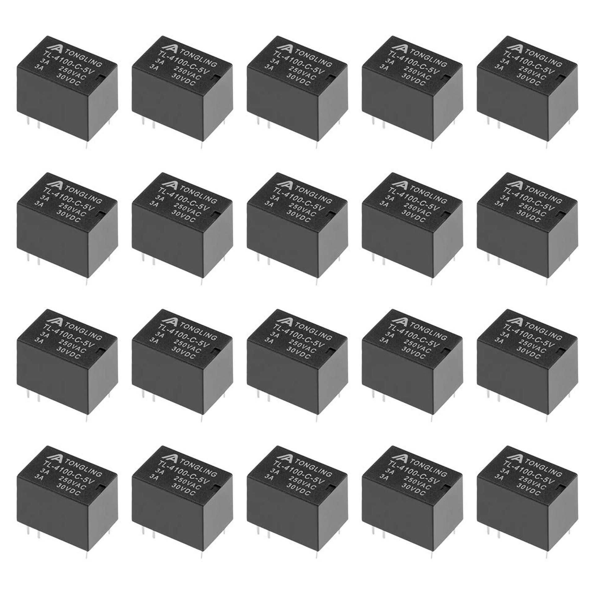 sourcing map 20 Pcs TL-4100-C-5V DC 5V Coil 6 Pin PCB Electromagnetic Power Relay