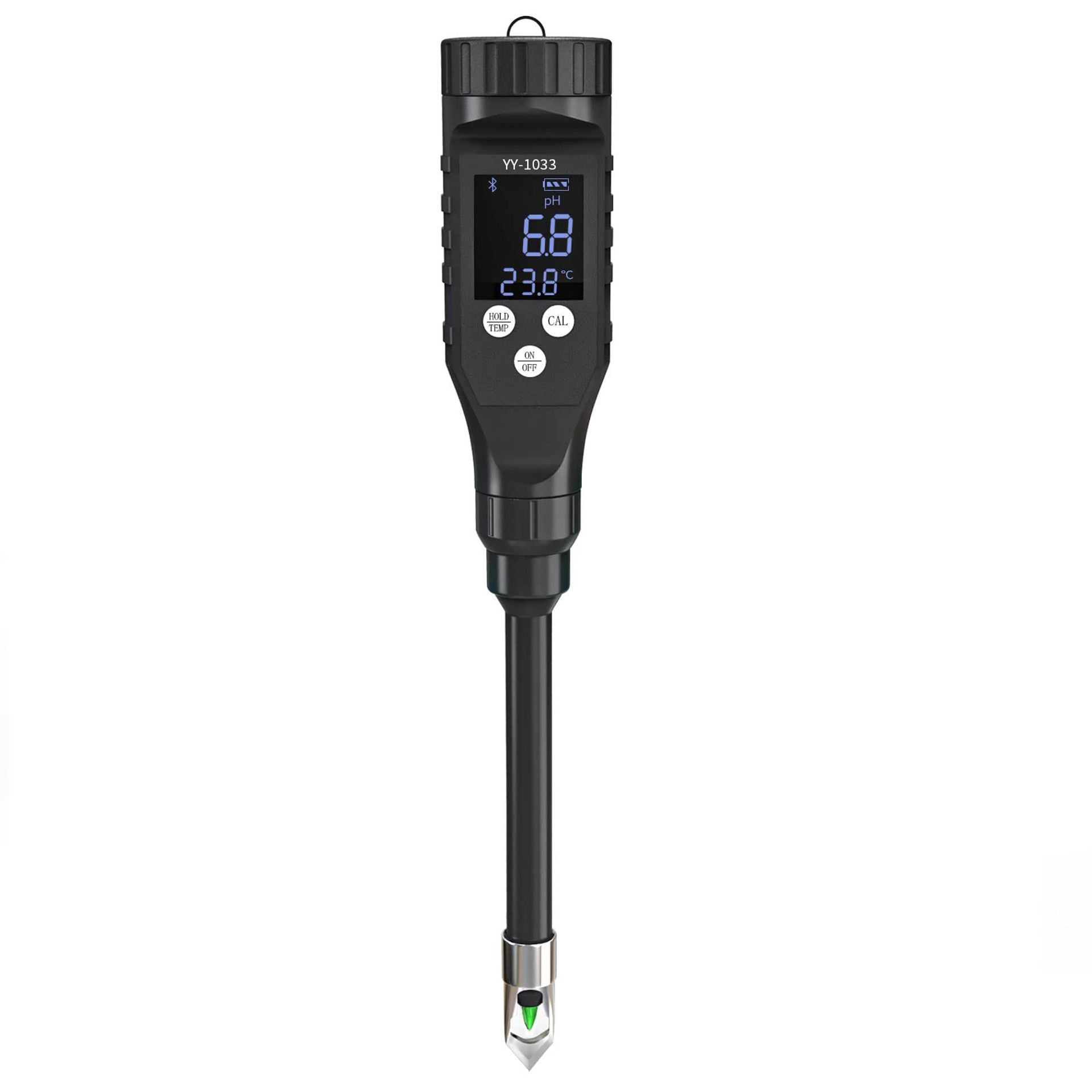 Digital Soil pH Meter Bluetooth Soil Tester with Stainless Steel Electrode for Gardens, Lawns & Farms - Iron YY-1033