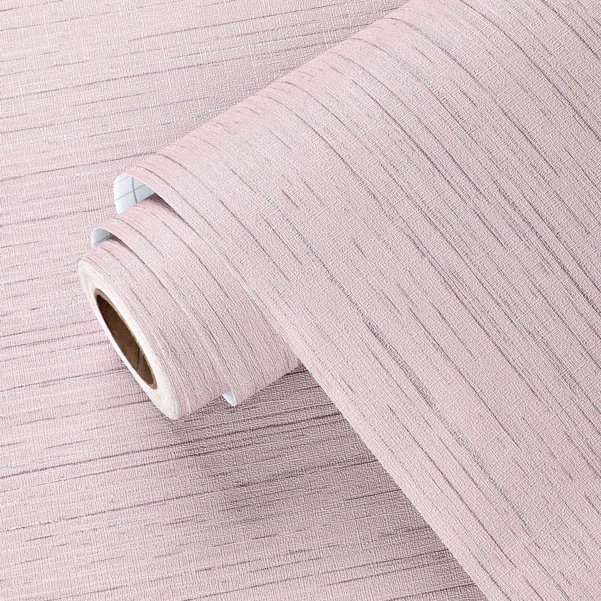 Peel and Stick Textured Wallpaper Self Adhesive Vinyl Wrap for Walls and Furniture - Pink 40cm x 800cm