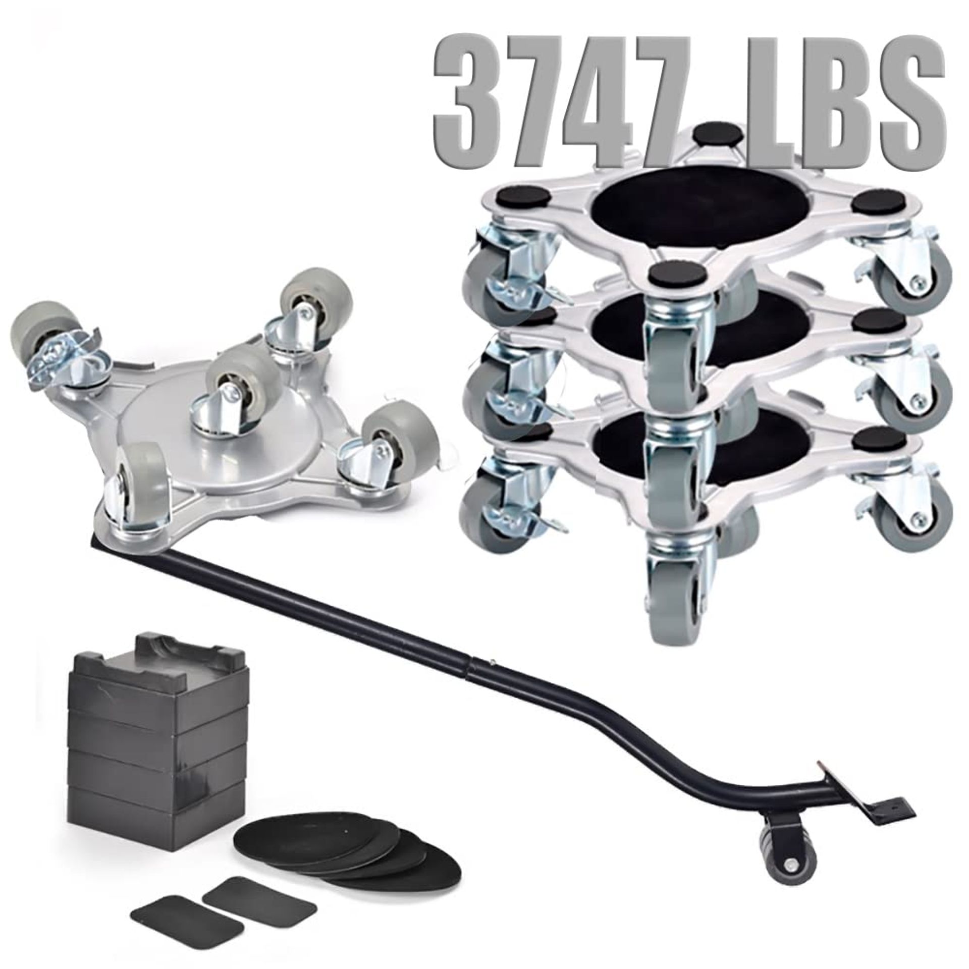 Furniture Lifter and Sliders Set for Hardwood Floors Heavy Duty Dolly Jack 1700kg Load - As Picture 3747LBS