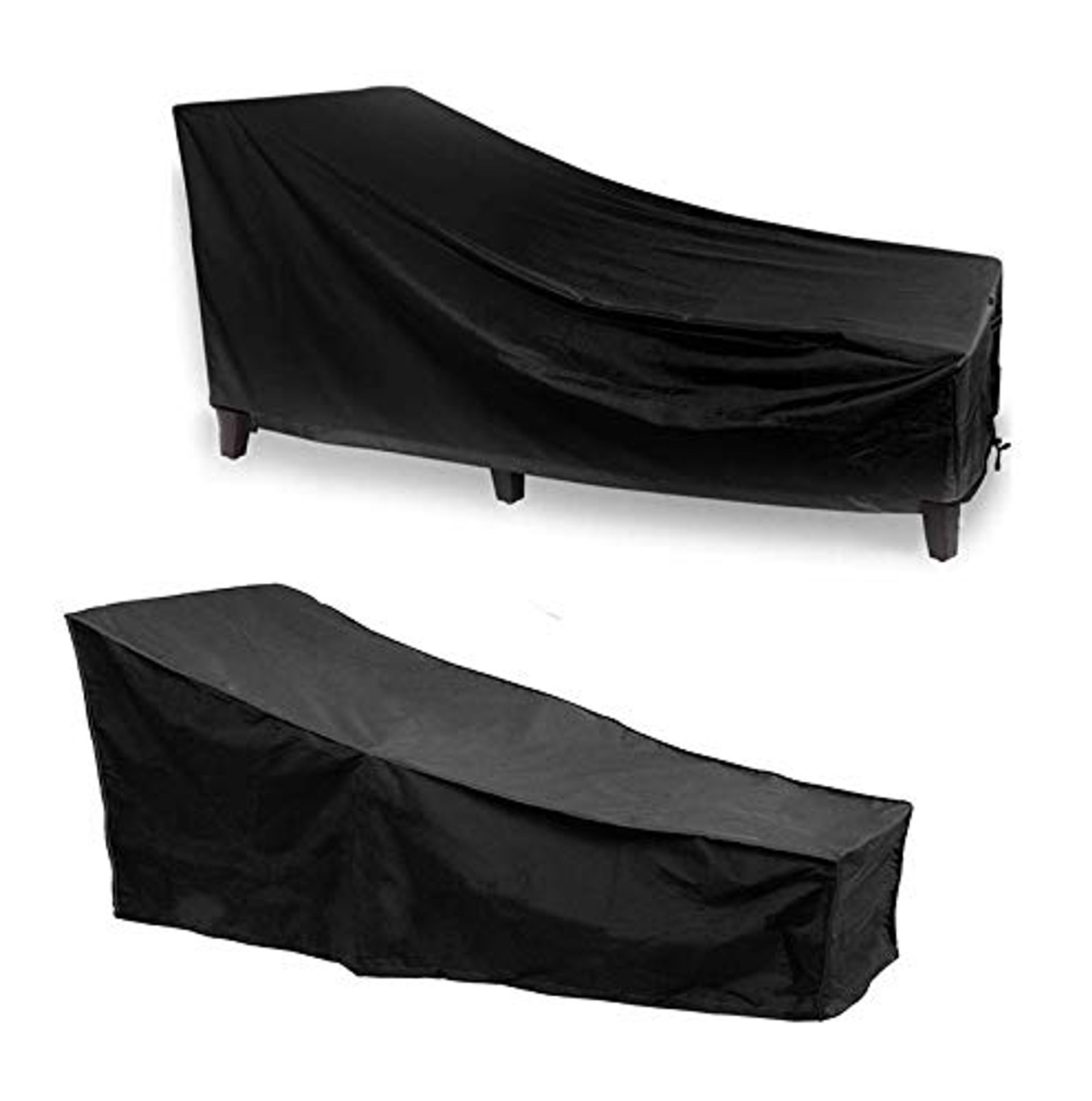 2 Pack Waterproof Garden Lounge Chair Covers - Heavy Duty Outdoor Furniture Protection 82in Black