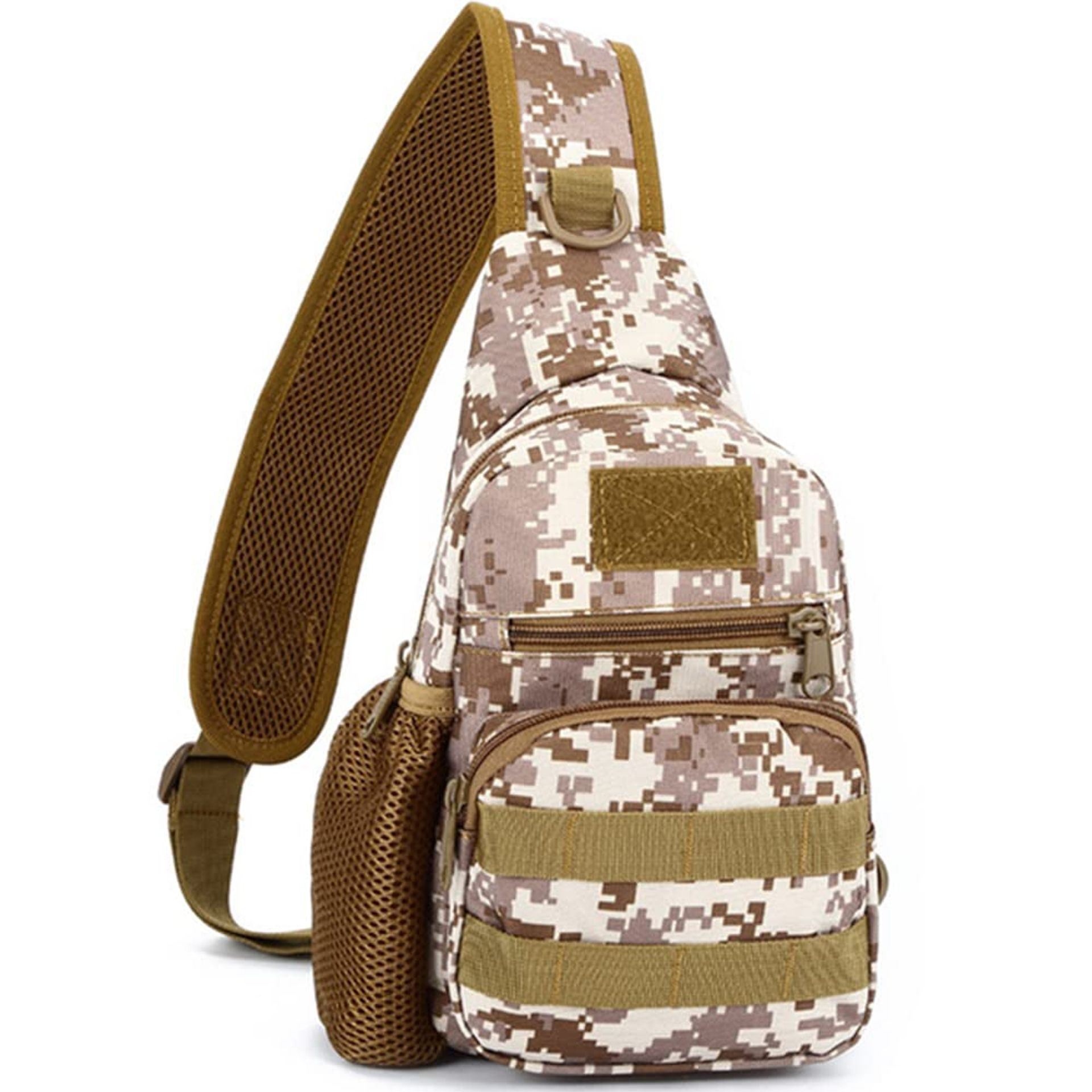 NuCamper Desert Digital Molle EDC Crossbody Bag - Lightweight Tactical Sling for Outdoor & Daily Use