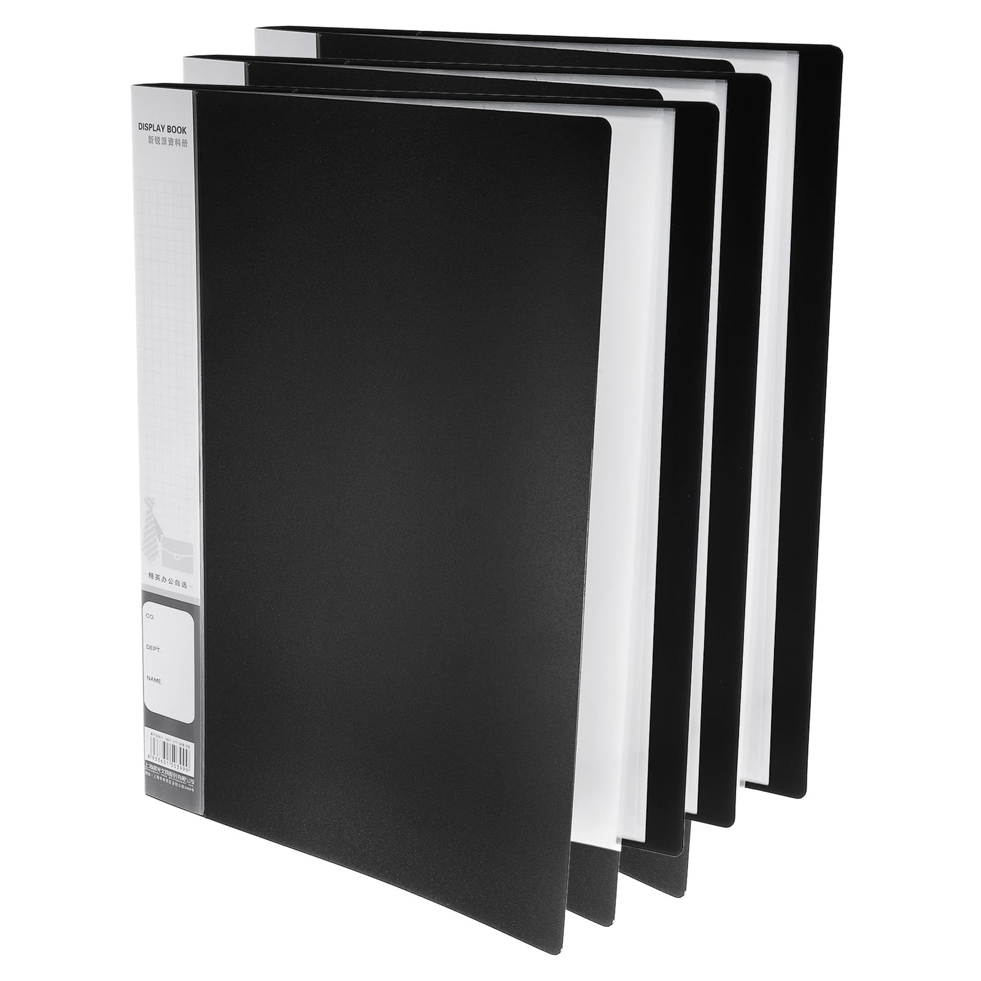 40-Pocket A4 Binder with Clear Sleeves 3 Pack Art Portfolio Display Folder - Black