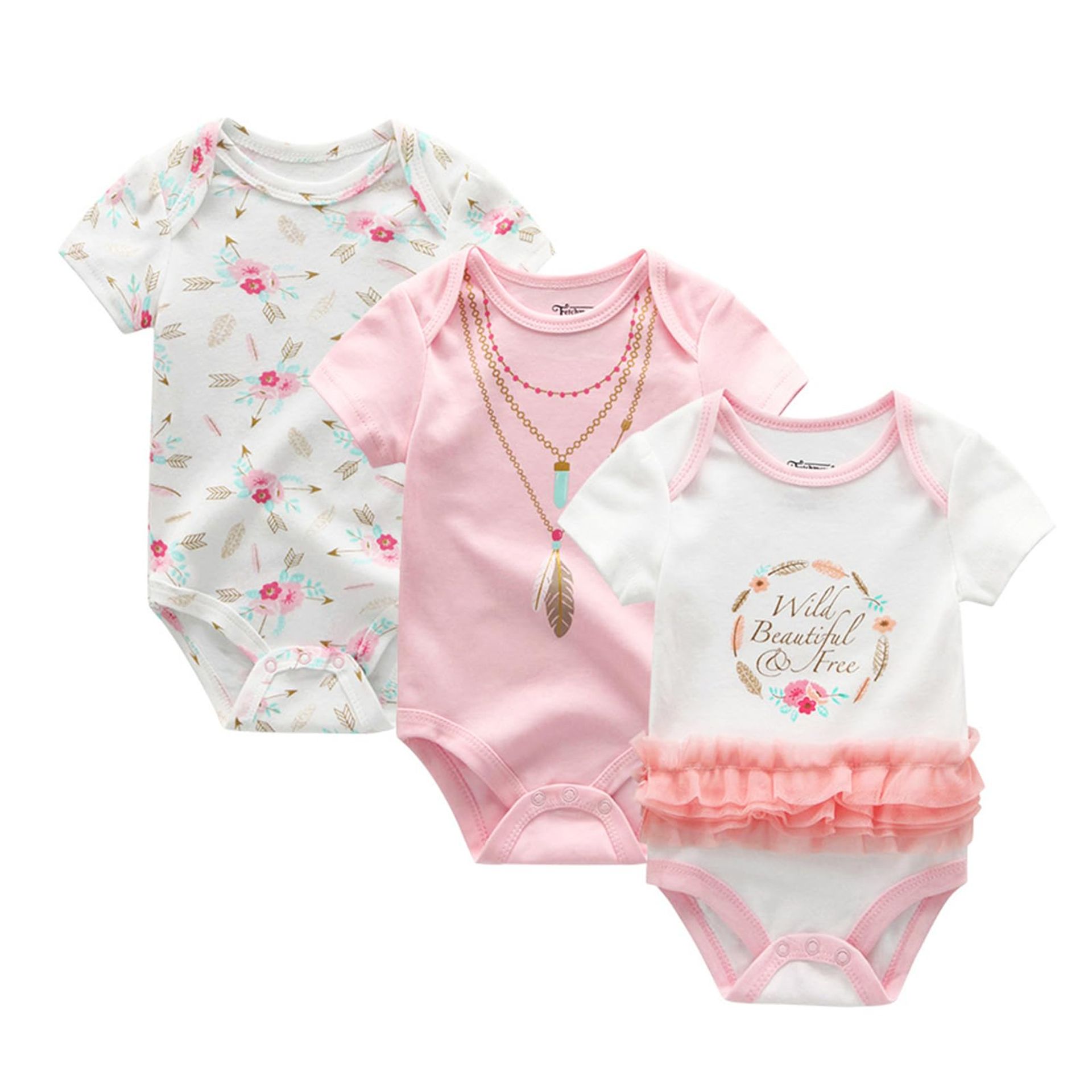 Baby Bodysuit 3 Pack Soft Cotton Vest Onesies for Boys & Girls - Combo 1 9-12 Months