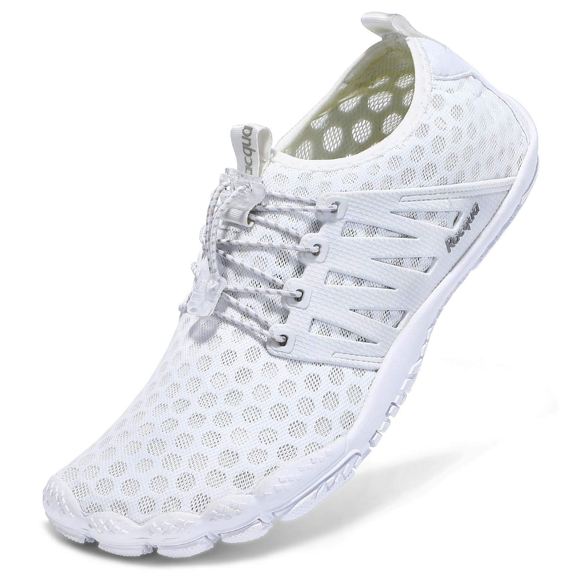 Unisex Water Shoes Quick Dry Barefoot Lightweight Aqua Swim Surf Trainers - White UK 9