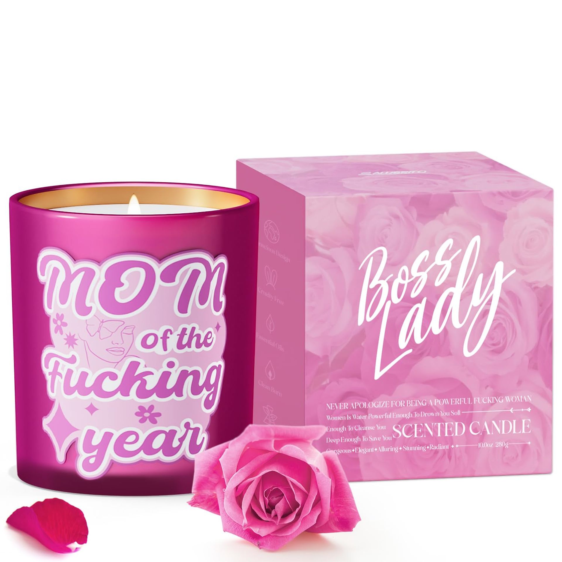 Velvet Rose Scented Candle - Funny Mother's Day Gift from Daughter/Son - 280g