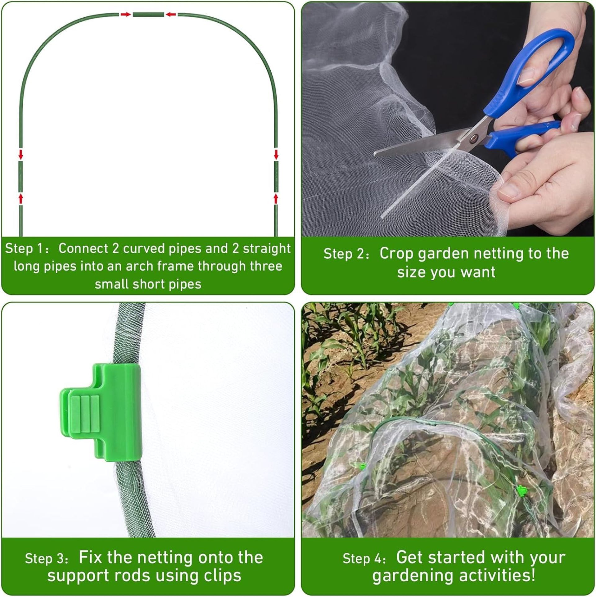 Garden Insect Mesh Netting with 10 Hoops - 9.8x49FT