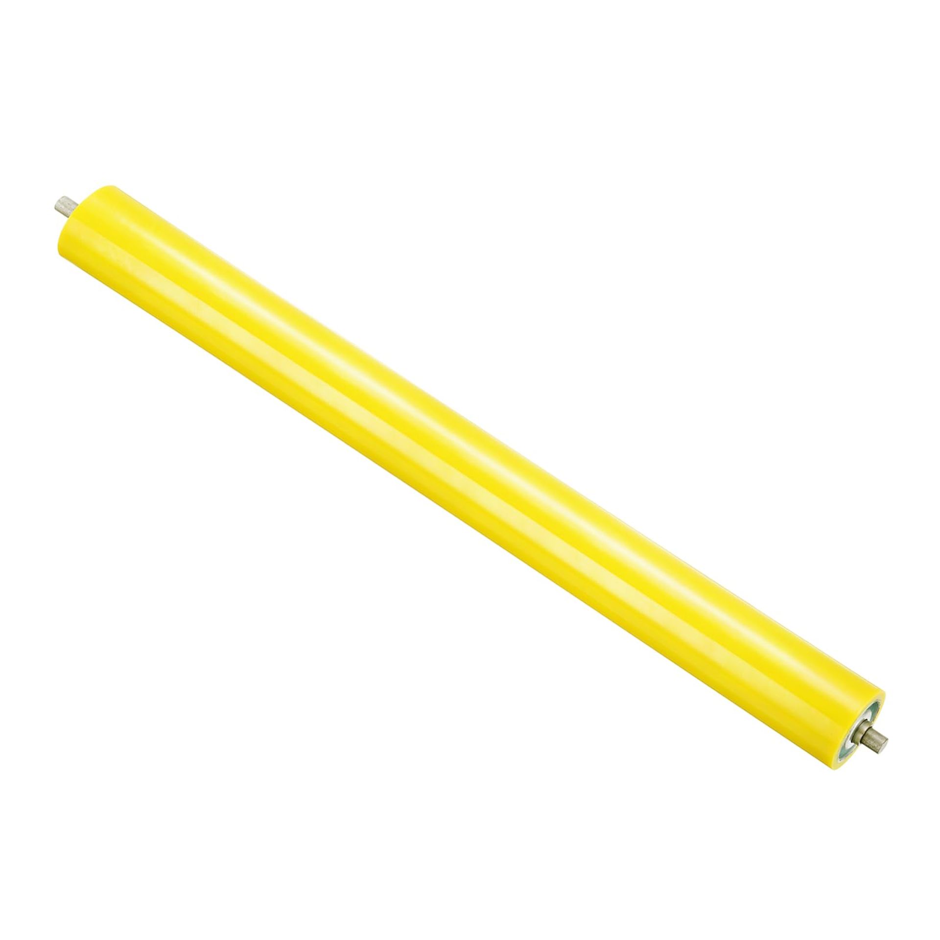 Polyurethane Coated Conveyor Roller Stainless Steel Core Zinc-Plated Ends Industrial Transmission Replacement - Yellow 24"