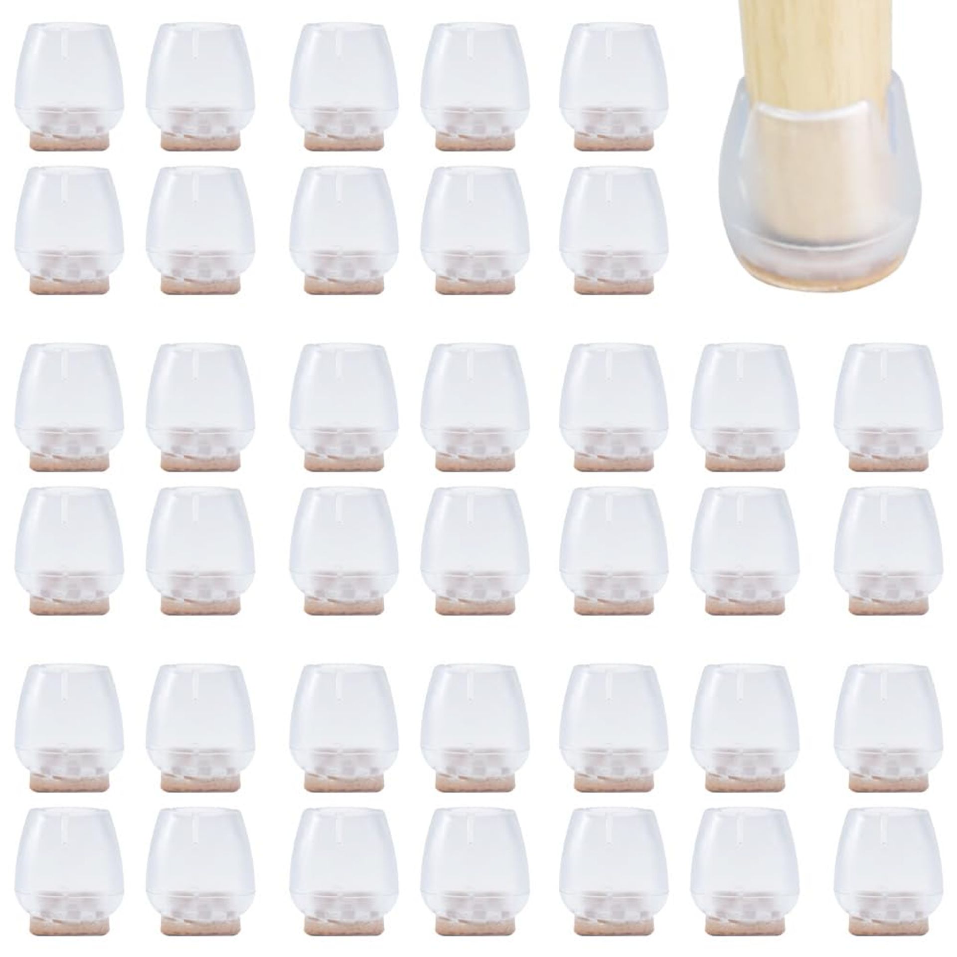 40 PCS Silicone Chair Leg Caps Floor Protectors for Square & Round Legs - Fits 16-25mm