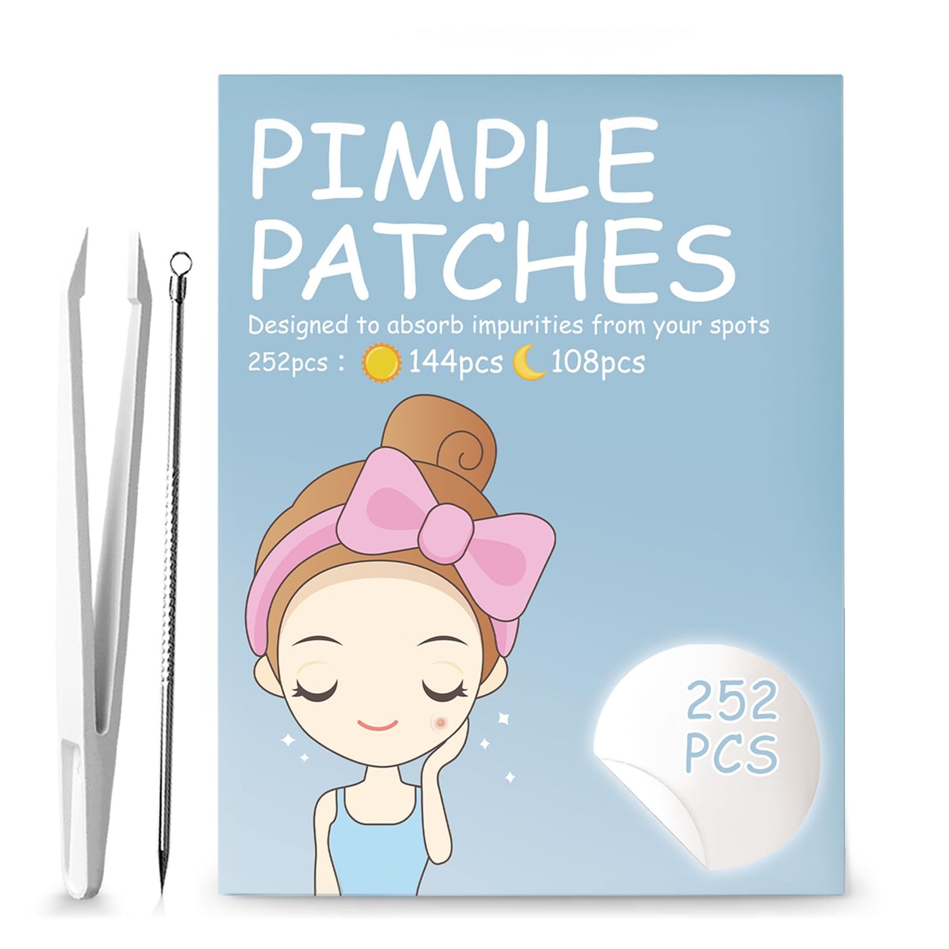 252pcs Day & Night Hydrocolloid Spot Patches for All Skin Types - Reduce Blemishes & Spots