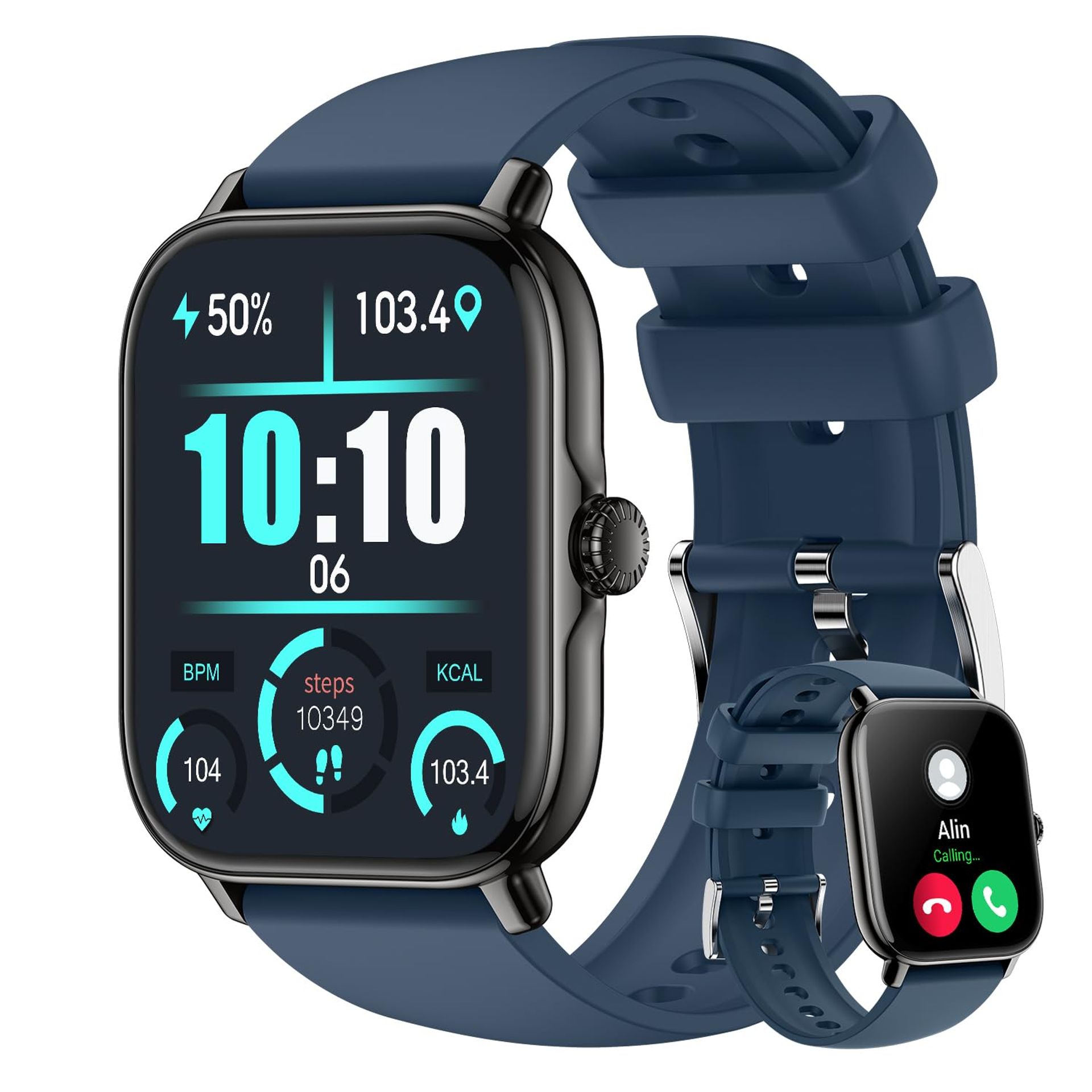 Smart Watch 1.91" Touch Screen, Bluetooth Calls, Heart Rate & Sleep Monitor, Waterproof, Android/iPhone