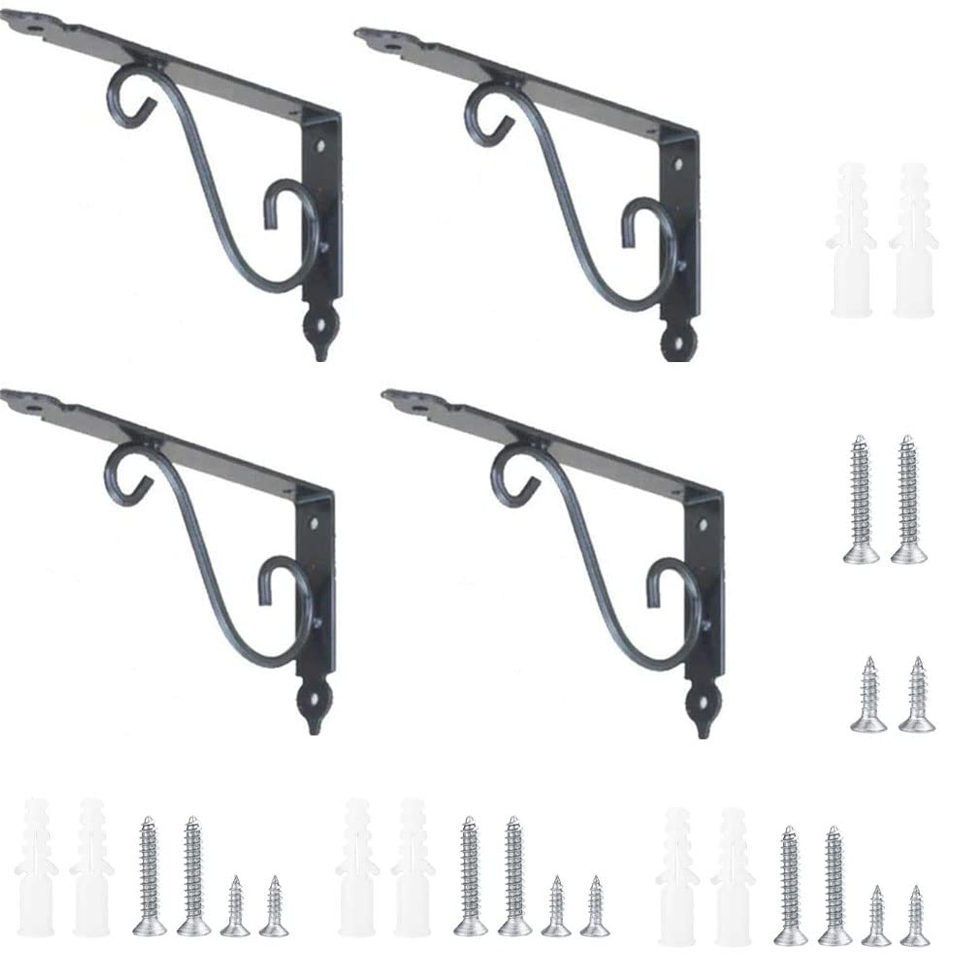 Shelf Brackets Heavy Duty 4 Pack Decorative Rustic Wall Mounted Triangle Steel with Screws - Black 150mm x 110mm