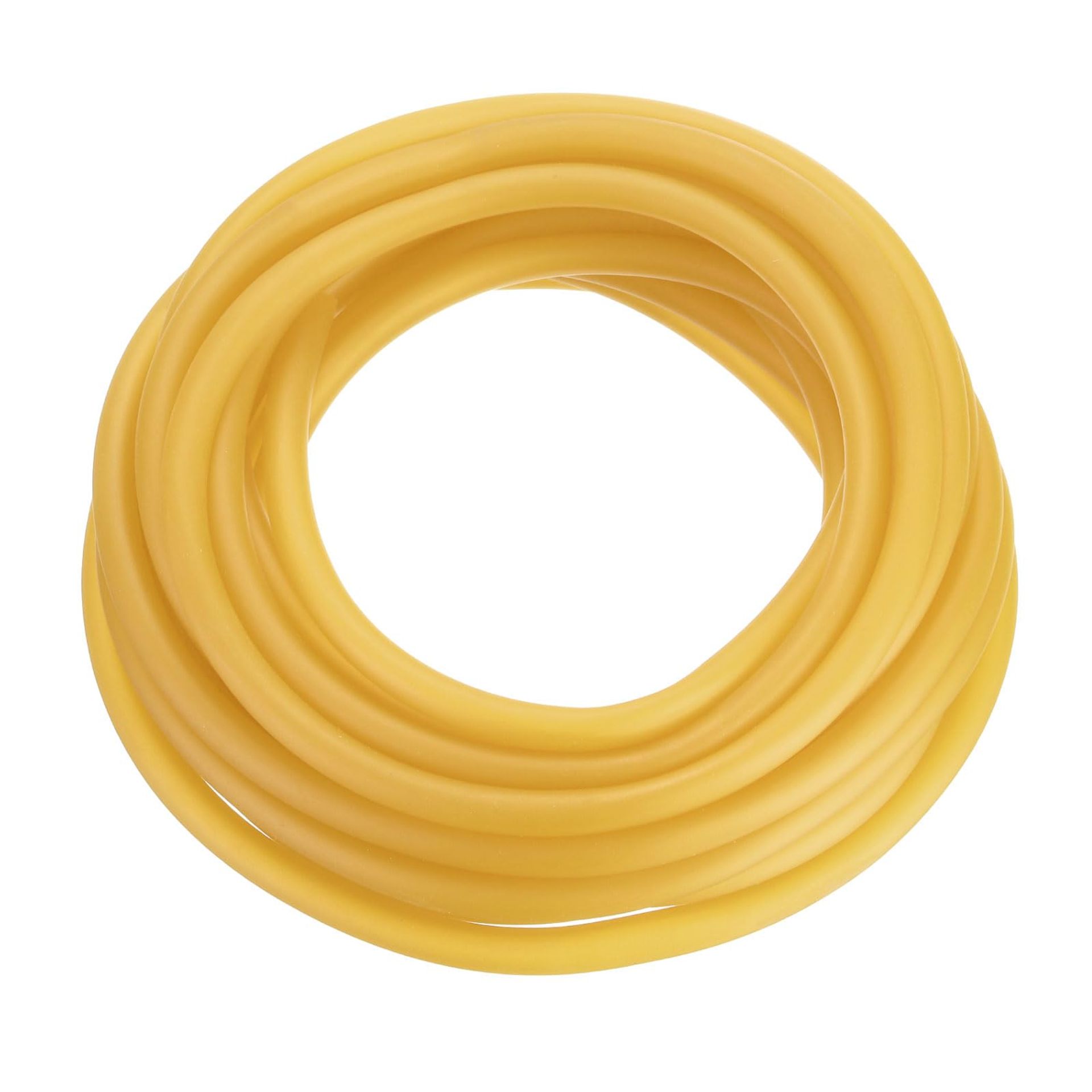 Natural Latex Rubber Tubing High Elasticity for Exercise, Laboratory & DIY - Yellow 8mm x 12.7mm x 8m