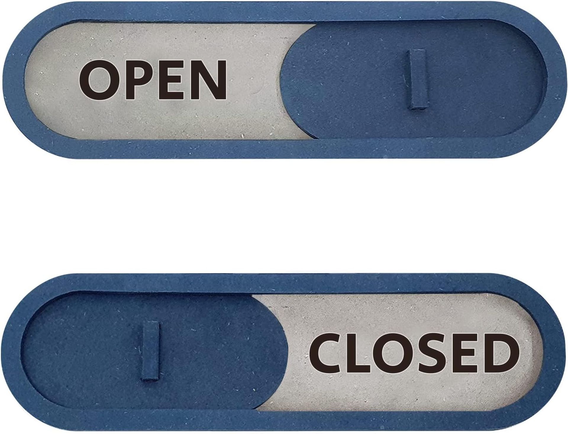 Open Closed Sliding Sign Privacy Door Indicator for Office, Shop or Clinic - Blue 7.5x2.2in