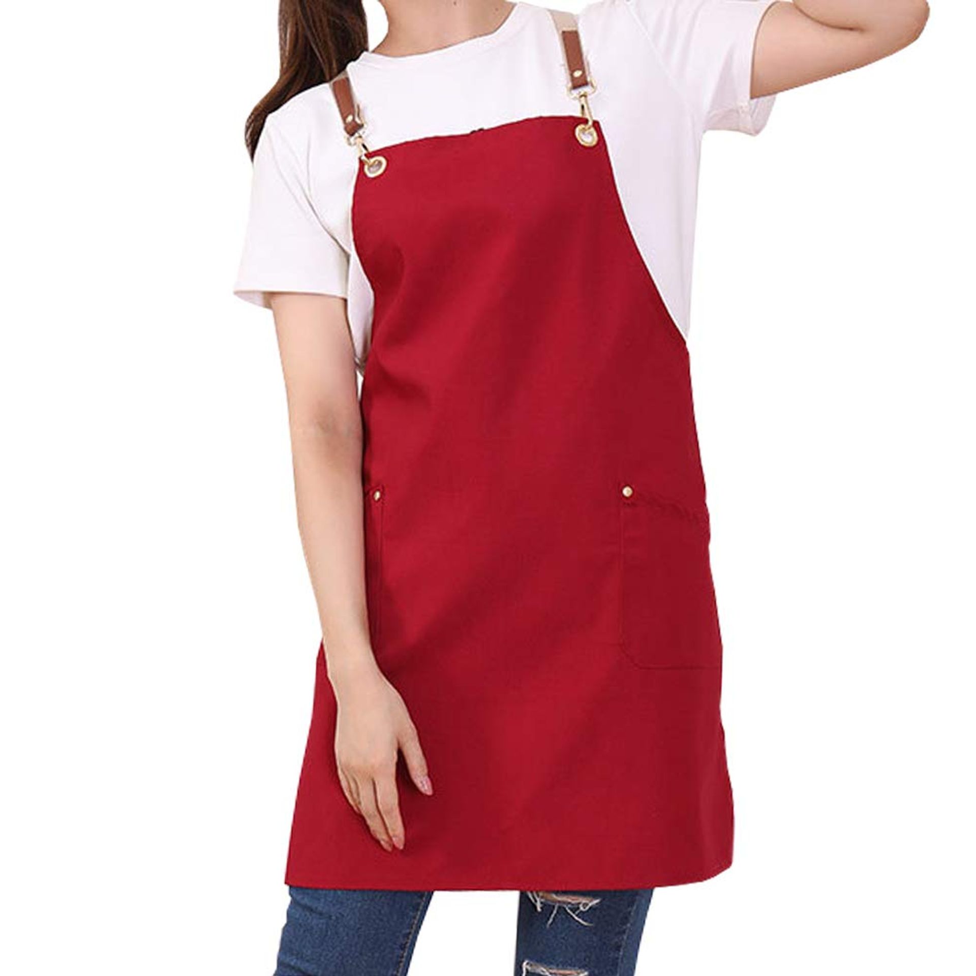 Cotton Canvas Apron Machine Washable with Adjustable Straps and Large Pockets - Colour 3 One Size