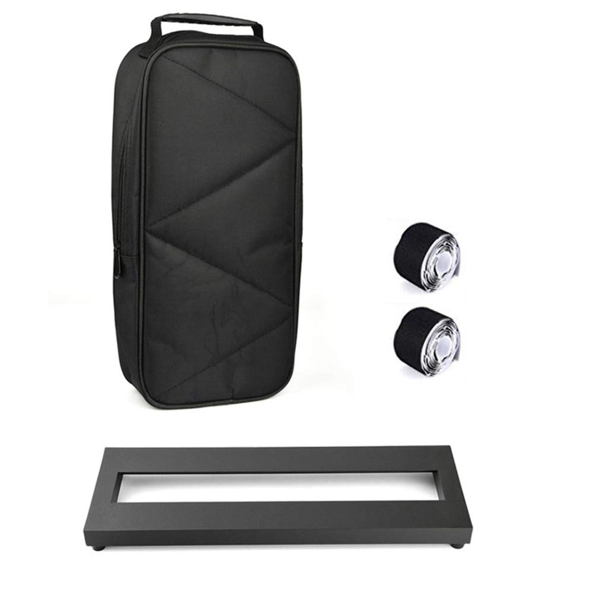 Guitar Pedal Board with Carry Bag and 2 Velcro Strips for Effects Pedals - Black 15 x 5 inch