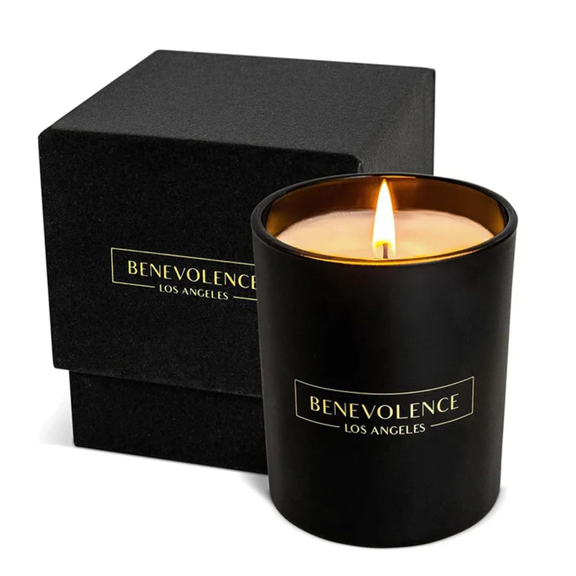Scented Soy Candle Lavender & Lilac Fragrance Long Burn Gift for Home - Black 8oz