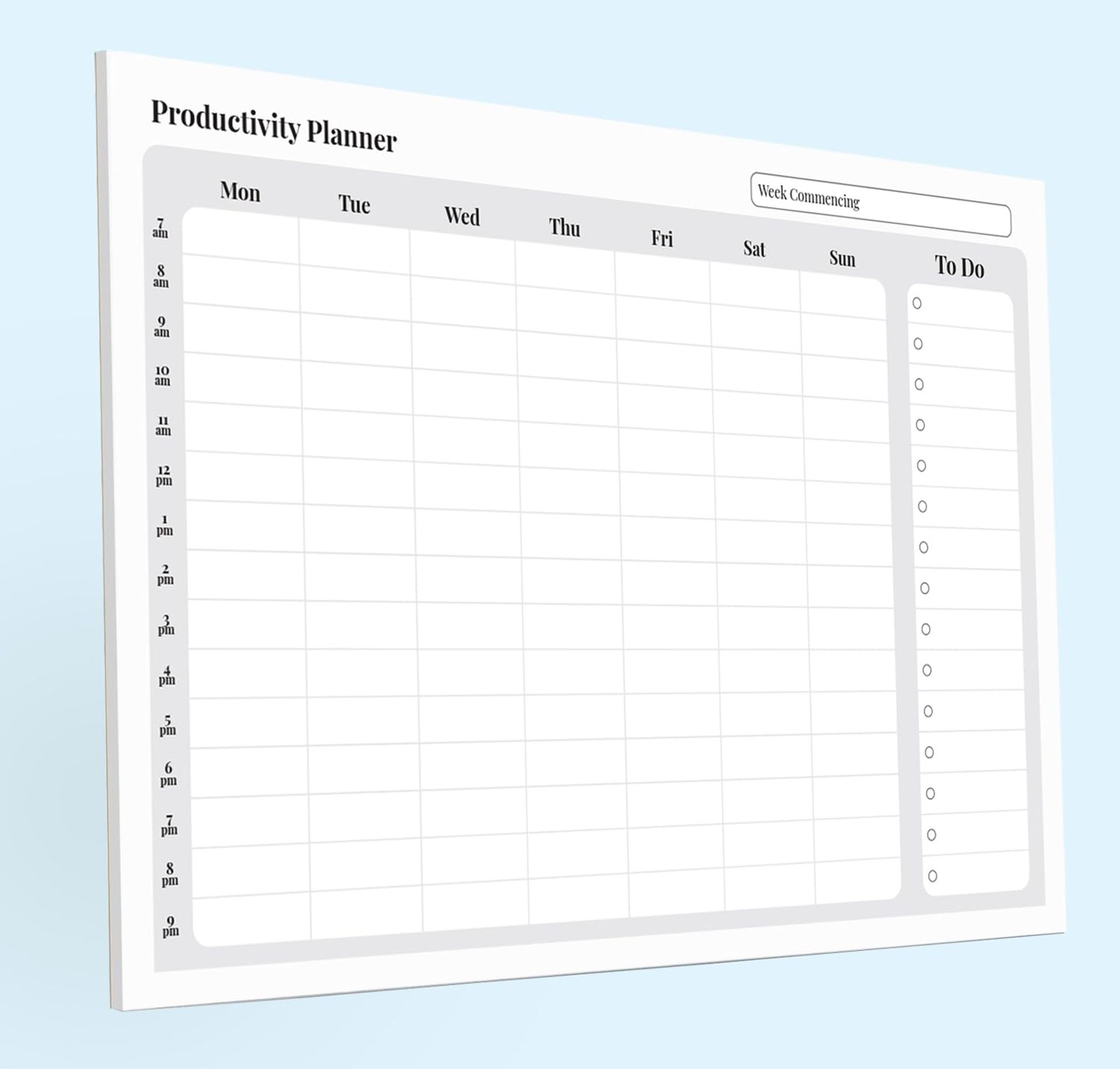 Weekly A4 Time Management Planner - 52 Tear-Off Sheets, 100gsm Paper, Whiteboard Backing for Home & Office Productivity