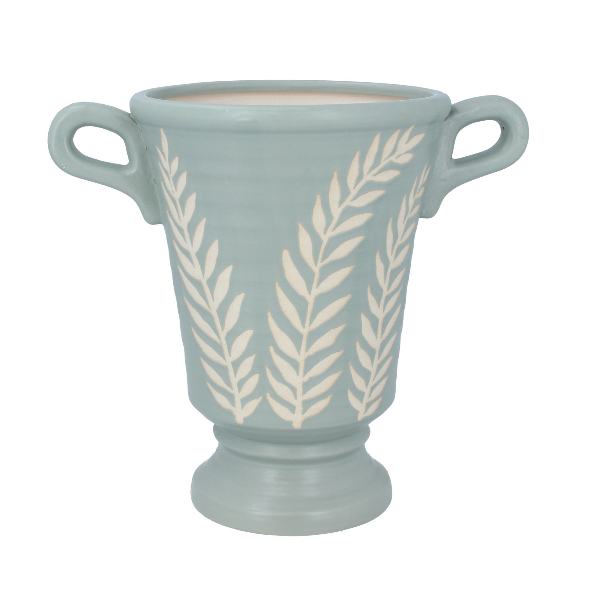 1 x Gisela Graham Duck Egg Laurel Ceramic Dec. Urn Orn, Lrg      