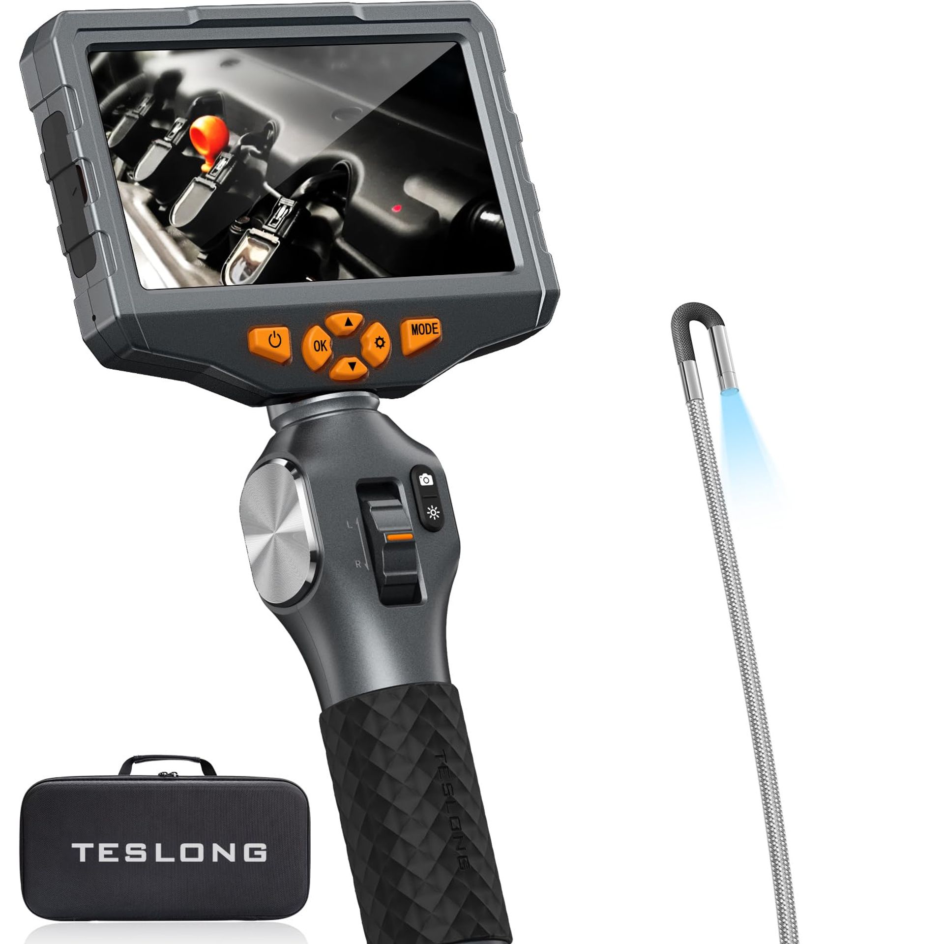 Articulating Borescope 3.9mm Two-Way Inspection Camera 5-inch IPS Screen with 3000mAh Battery & 32GB Card - Black 1M
