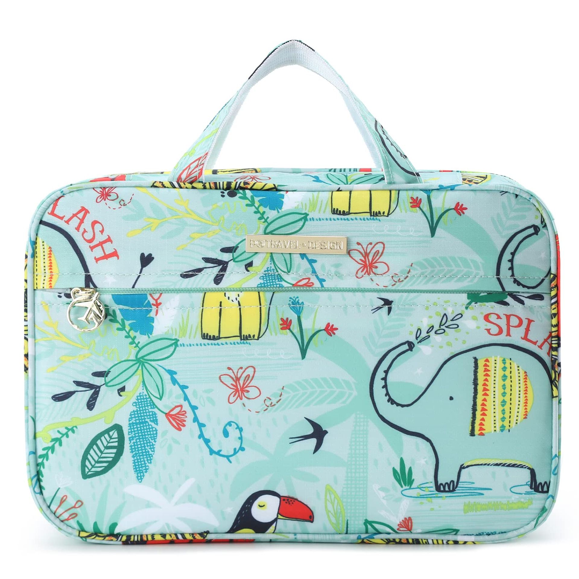 Large Hanging Toiletry Bag for Women & Girls - Jungle Print Travel Makeup & Cosmetic Organiser with Multiple Compartments