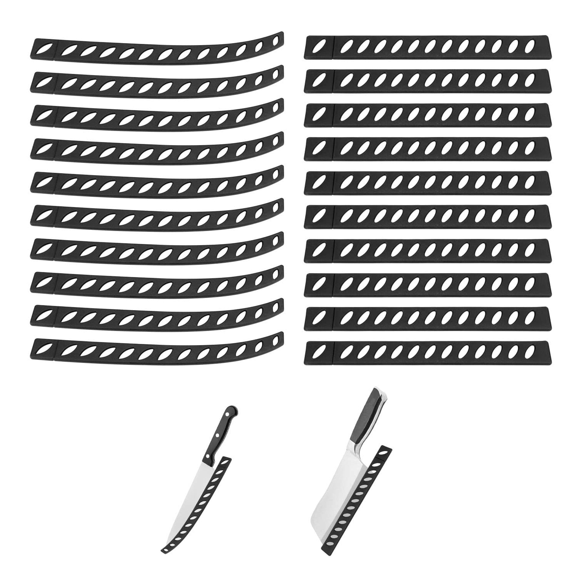 20 Piece Knife Edge Protectors Plastic Covers for Straight & Curved Kitchen Blades - Black