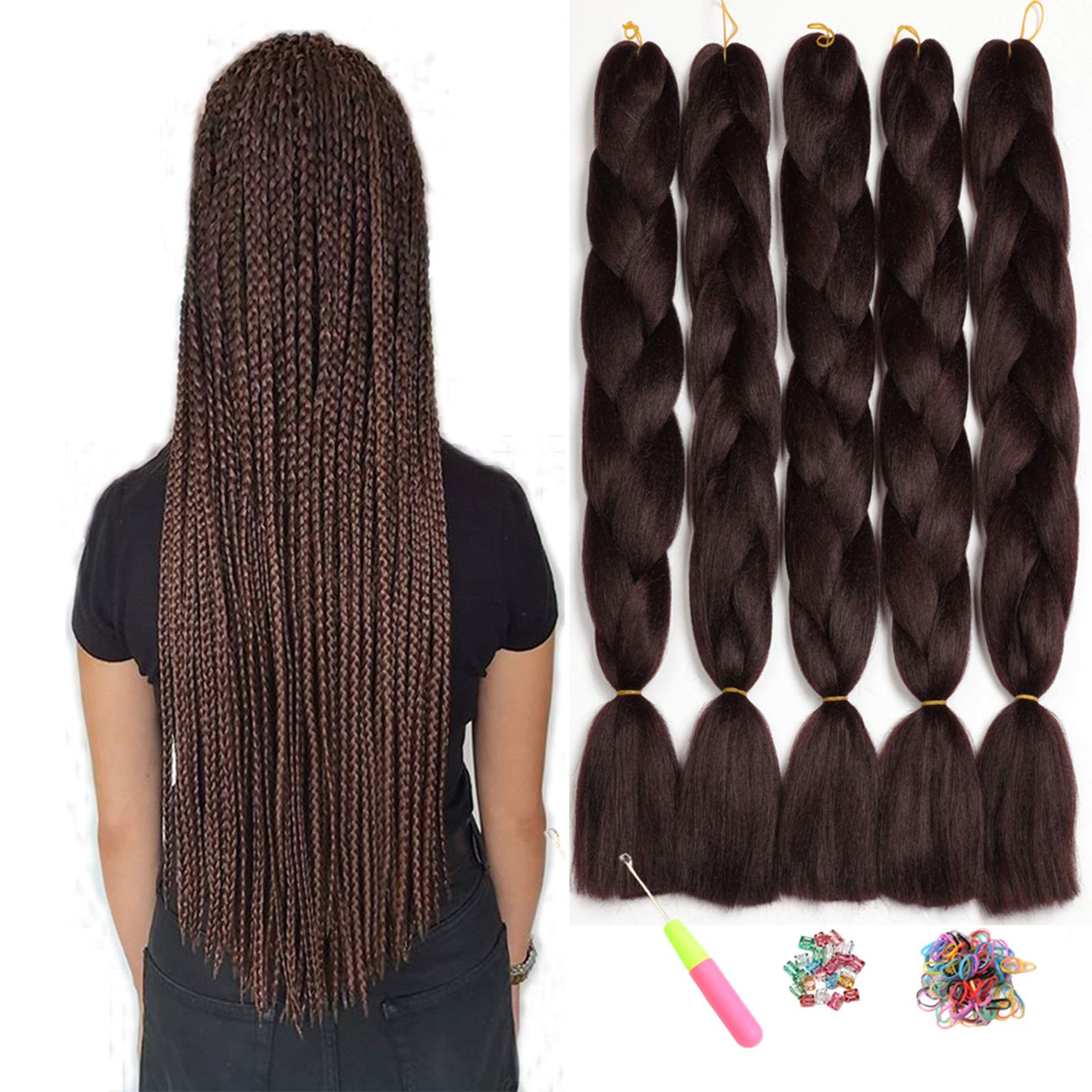 Jumbo Box Twist Braids 82 Inch Kanekalon Hair Extensions Xpression 82 Inch Jumbo Box Braids Crochet Braiding Hair Hair Ponytail Extension