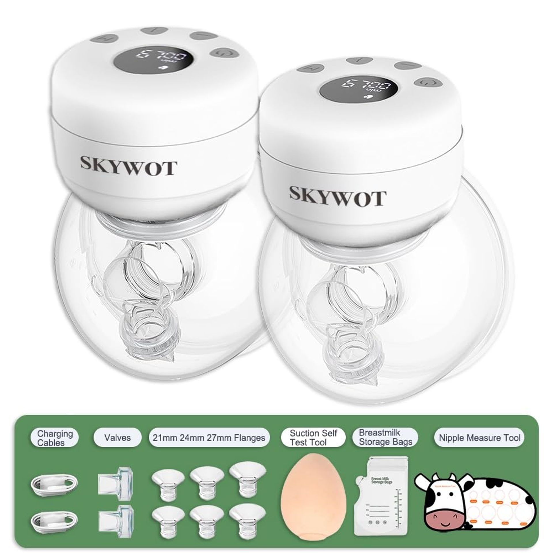 Hands-Free Electric Breast Pump with 2 Modes, 9 Levels & Multiple Flange Sizes - Double Wearable, Portable & Quiet for Comfortable Feeding