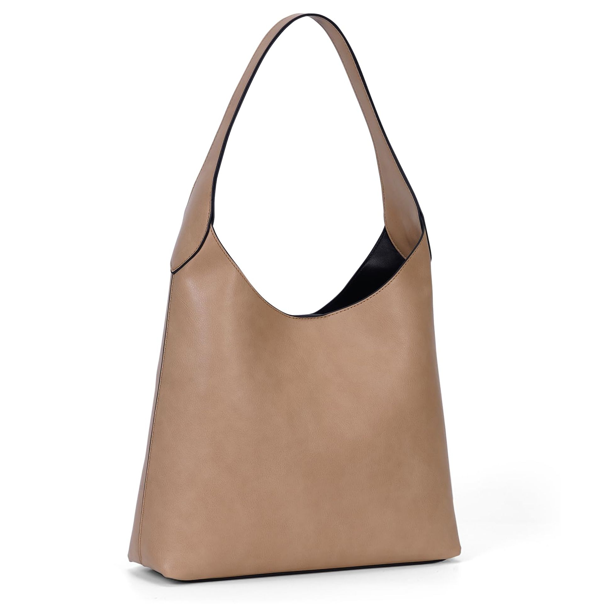 Women's Faux Leather Hobo Shoulder Tote Bag Slouch Handbag for Work, Travel & Everyday Use - Khaki M