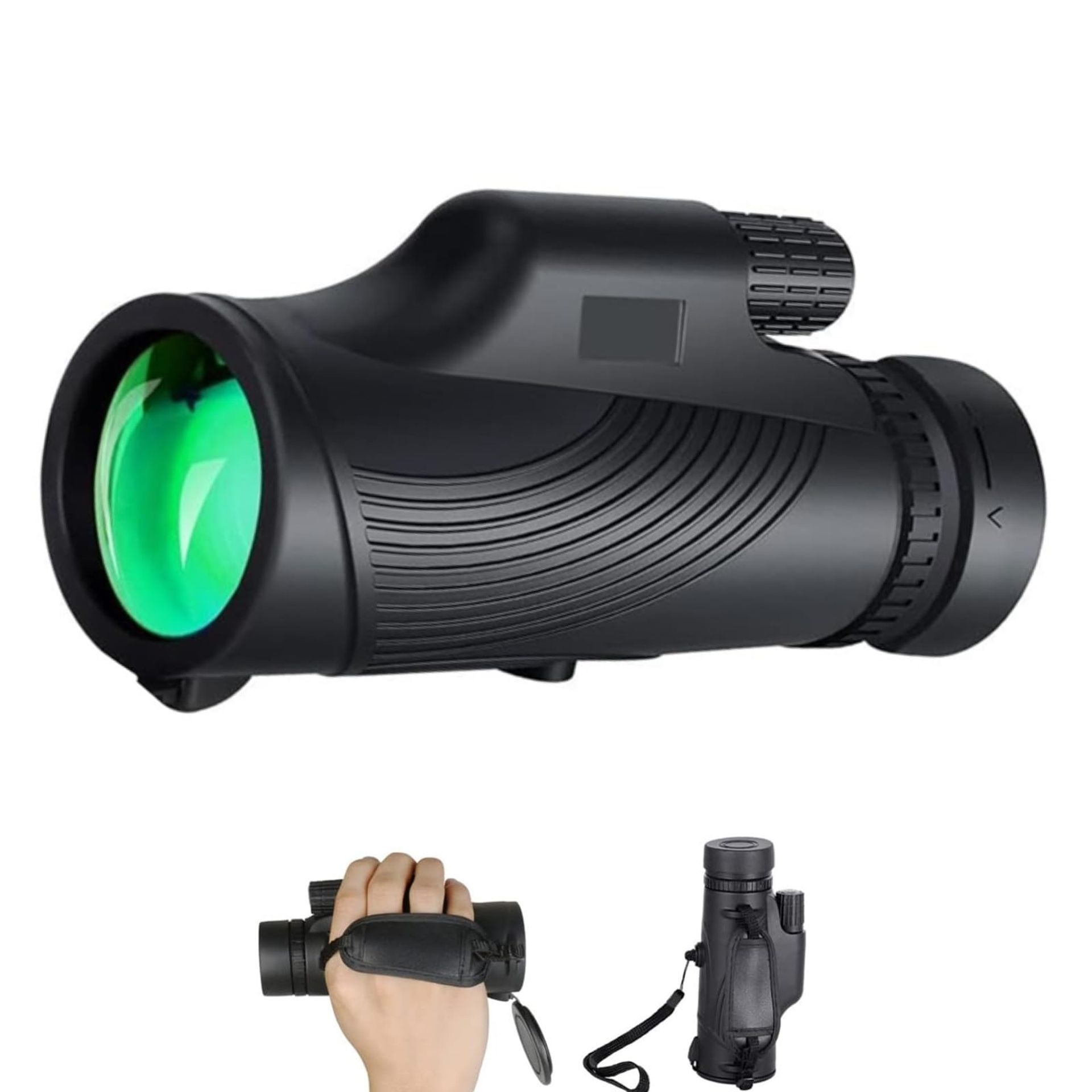 High Power 10x42 Monocular Telescope BAK4 Prism FMC Lens Waterproof Portable for Bird Watching Hiking Camping - Black