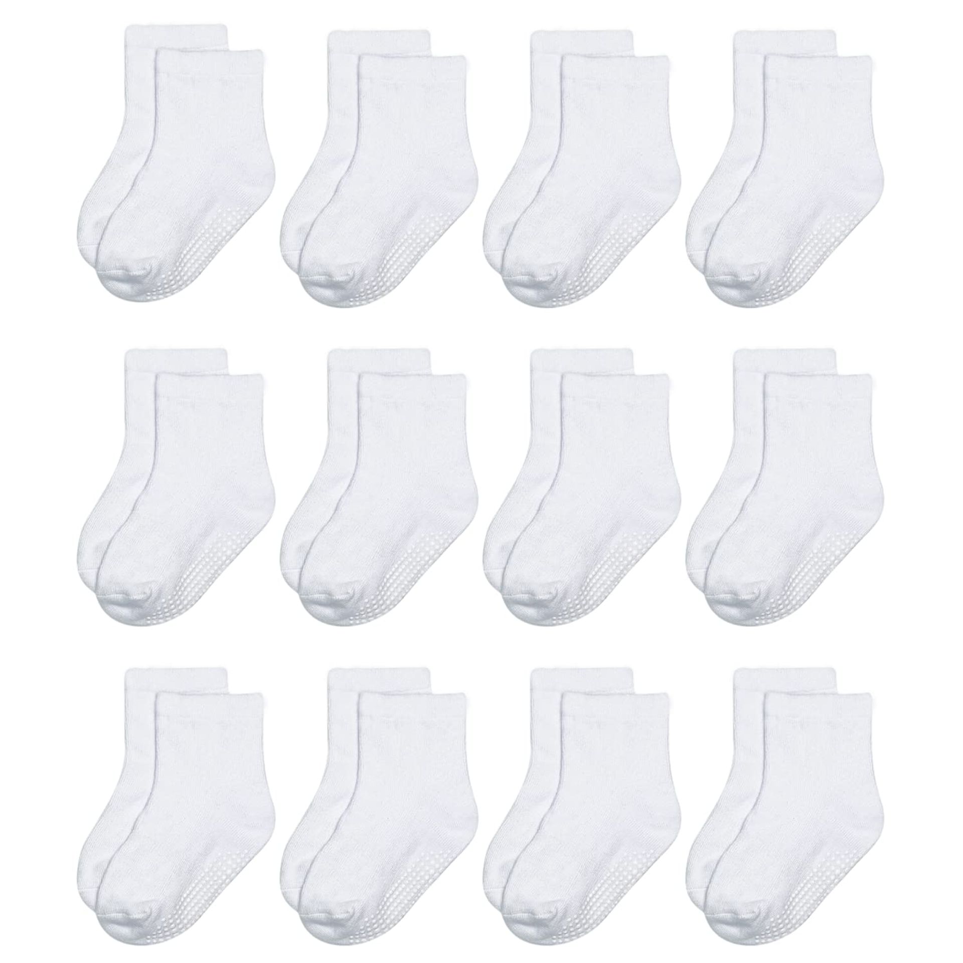 12 Pairs Non-Skid Cotton Socks with Grip for Baby Toddler Boys & Girls, Ages 1-3, Soft & Safe