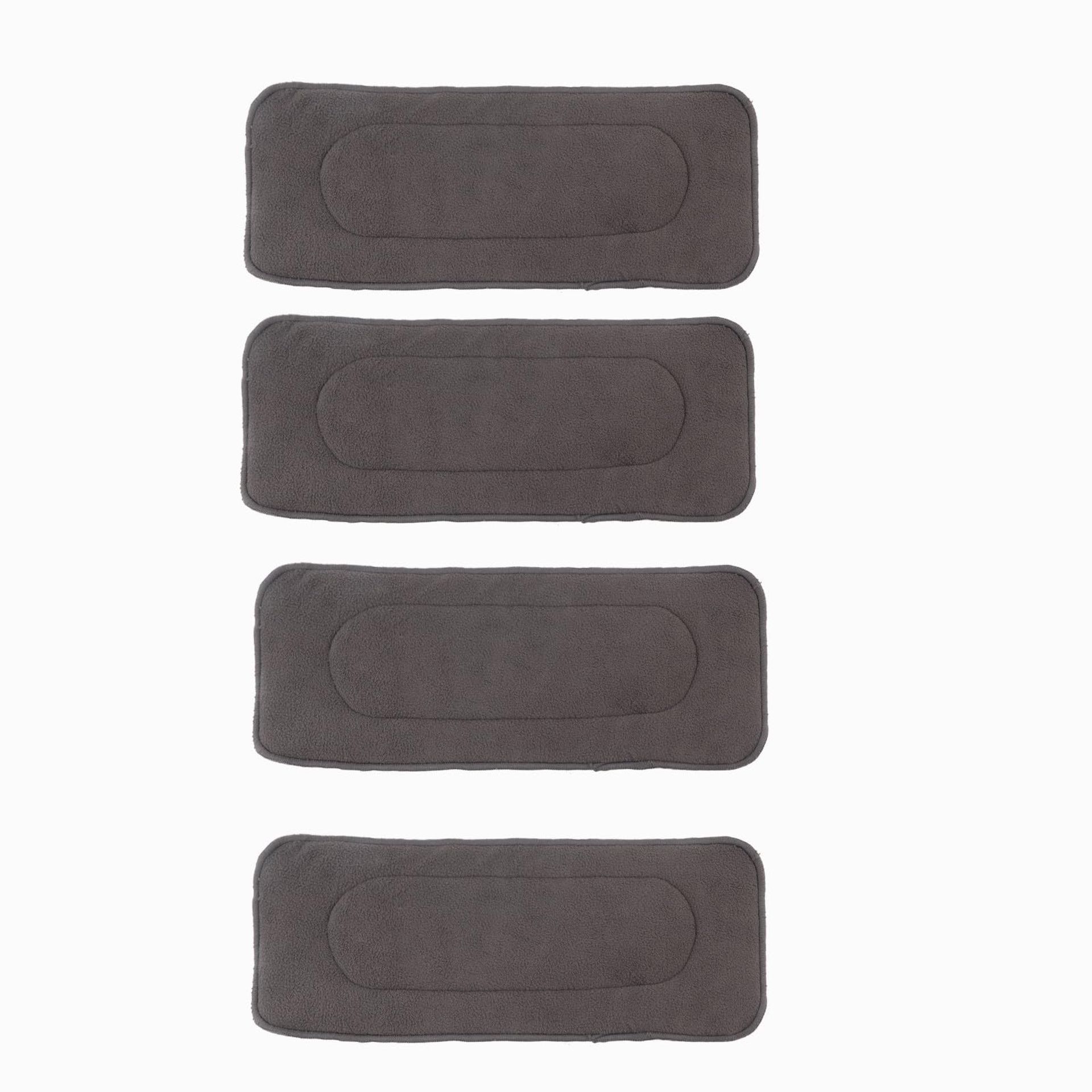 Washable 5-Layer Bamboo Charcoal Cloth Nappy Liners Soft Absorbent Reusable Adult Diaper Inserts 4-Pack - Grey