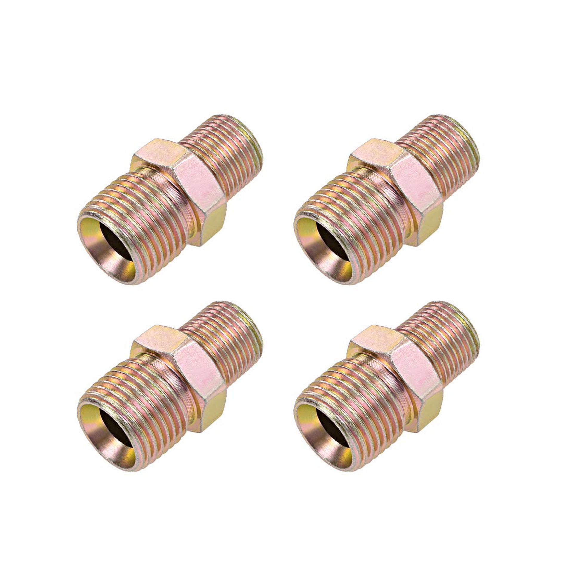 High-Quality Reducing Pipe Fittings Reducer Hex 3/8 PT x 1/2 BSP Male Adapter - 4 Pack