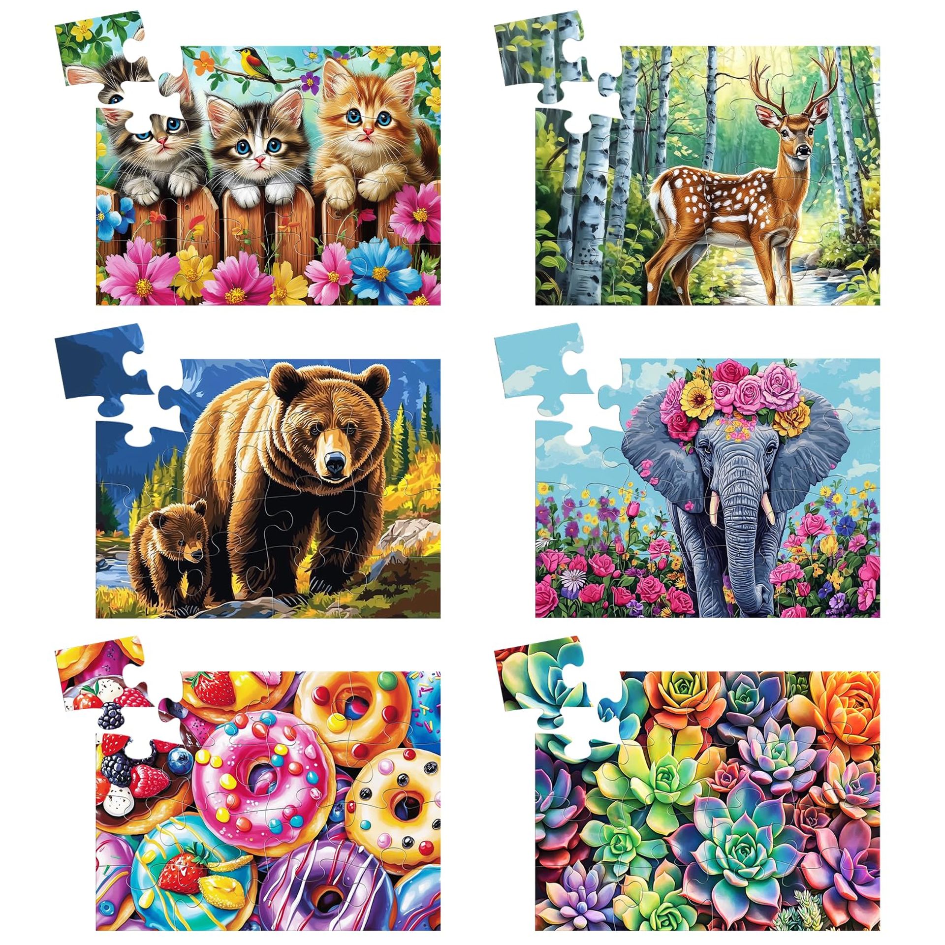 6 Pack Large Piece Jigsaw Puzzles for Seniors with Dementia & Alzheimer's – Easy Cognitive Games & Activities for Elderly Adults