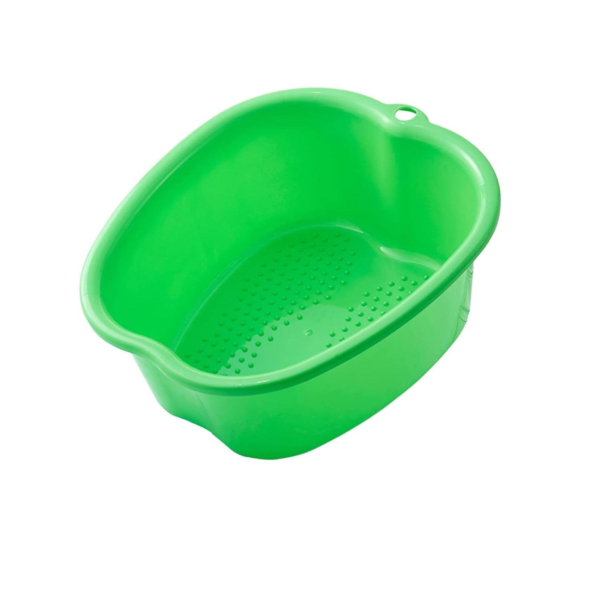 Large Plastic Foot Bath Spa Bowl with Massage Dots for Relaxing Pedicure Soak and Detox - Green