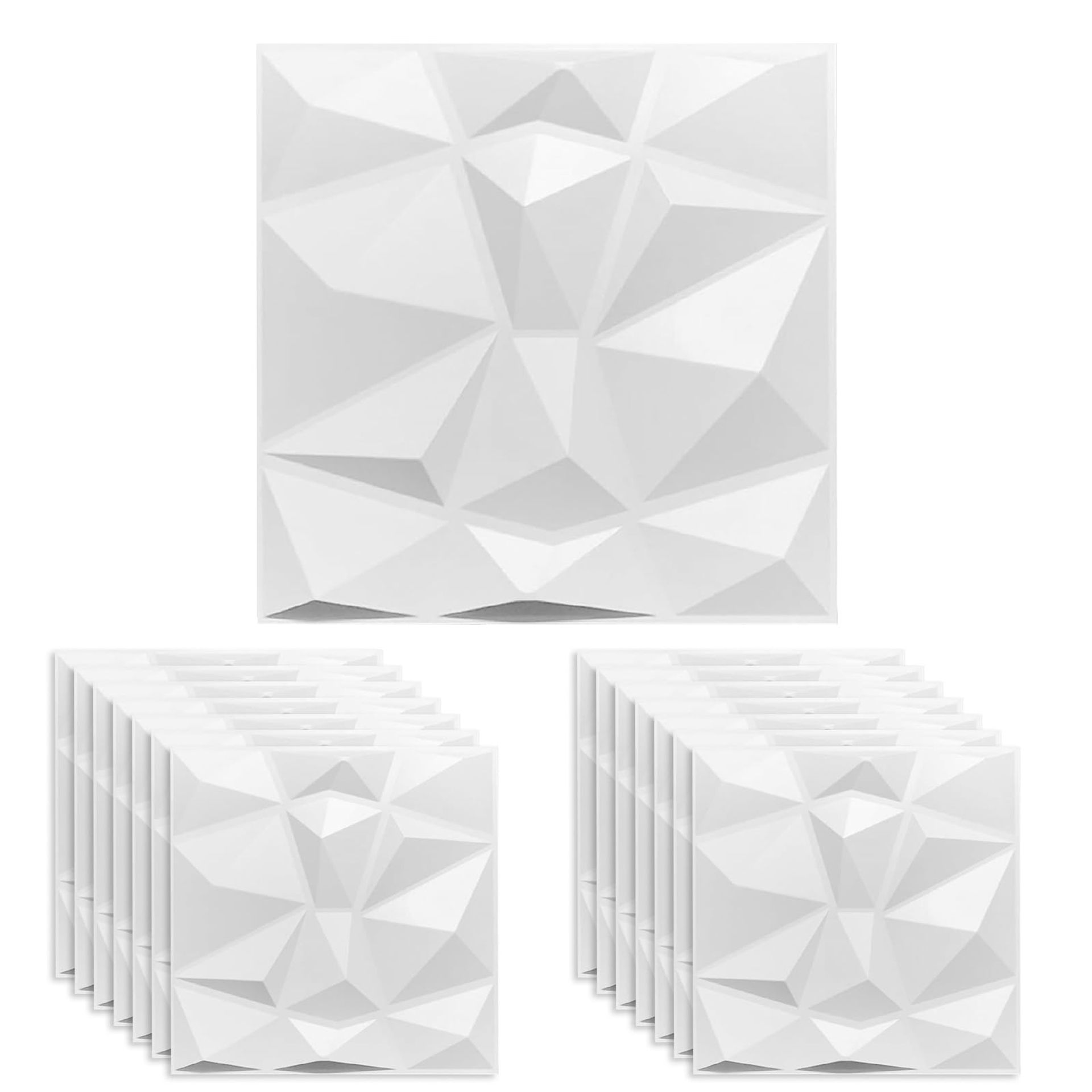 3D Wall Panels 15pcs PVC Brick Effect Wall Panelling, Soundproof & Waterproof Decorative Tiles for Living Room & Bathroom - White 300x300mm