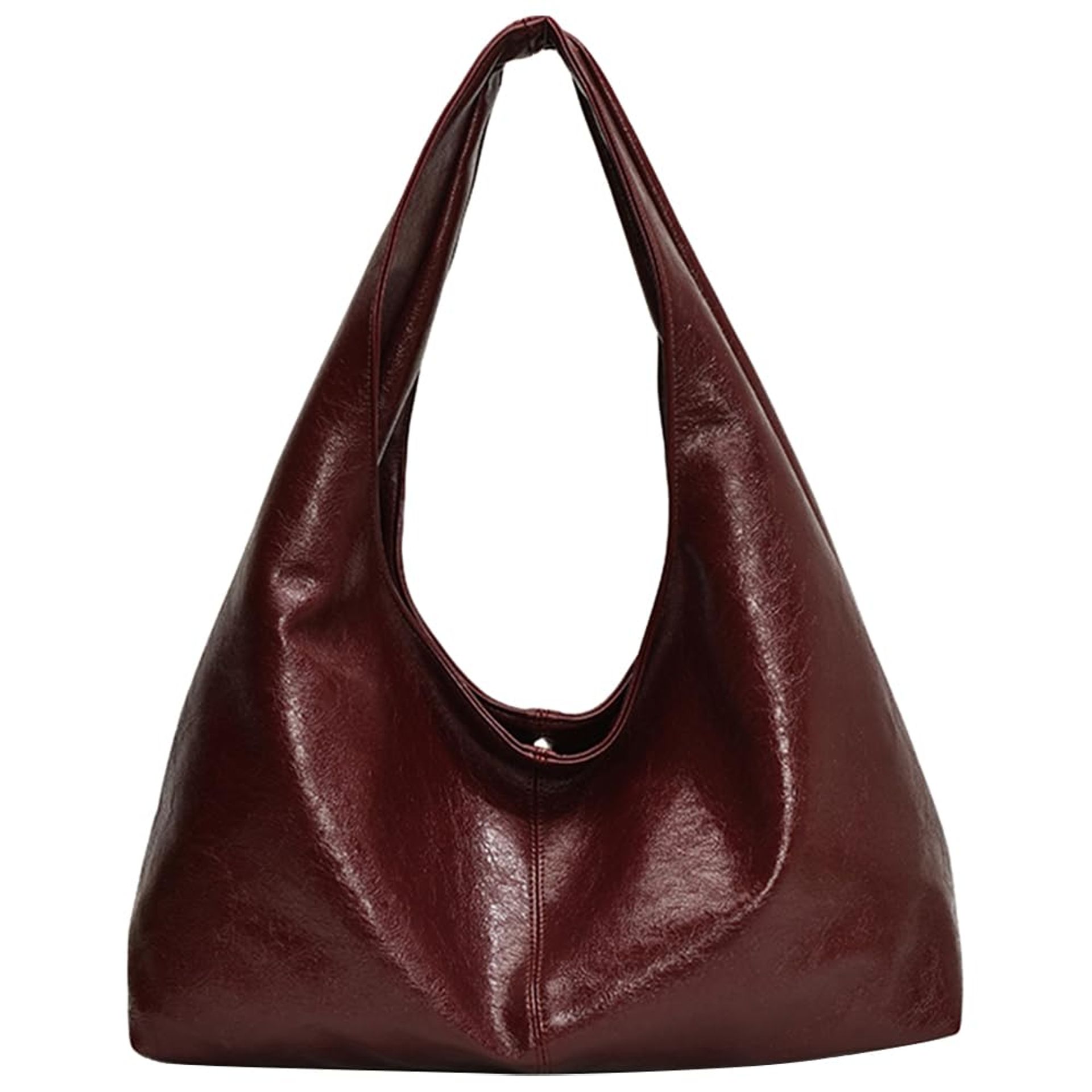 Trendy Large Faux Leather Tote Bag for Women - Slouchy Shoulder Hobo Handbag