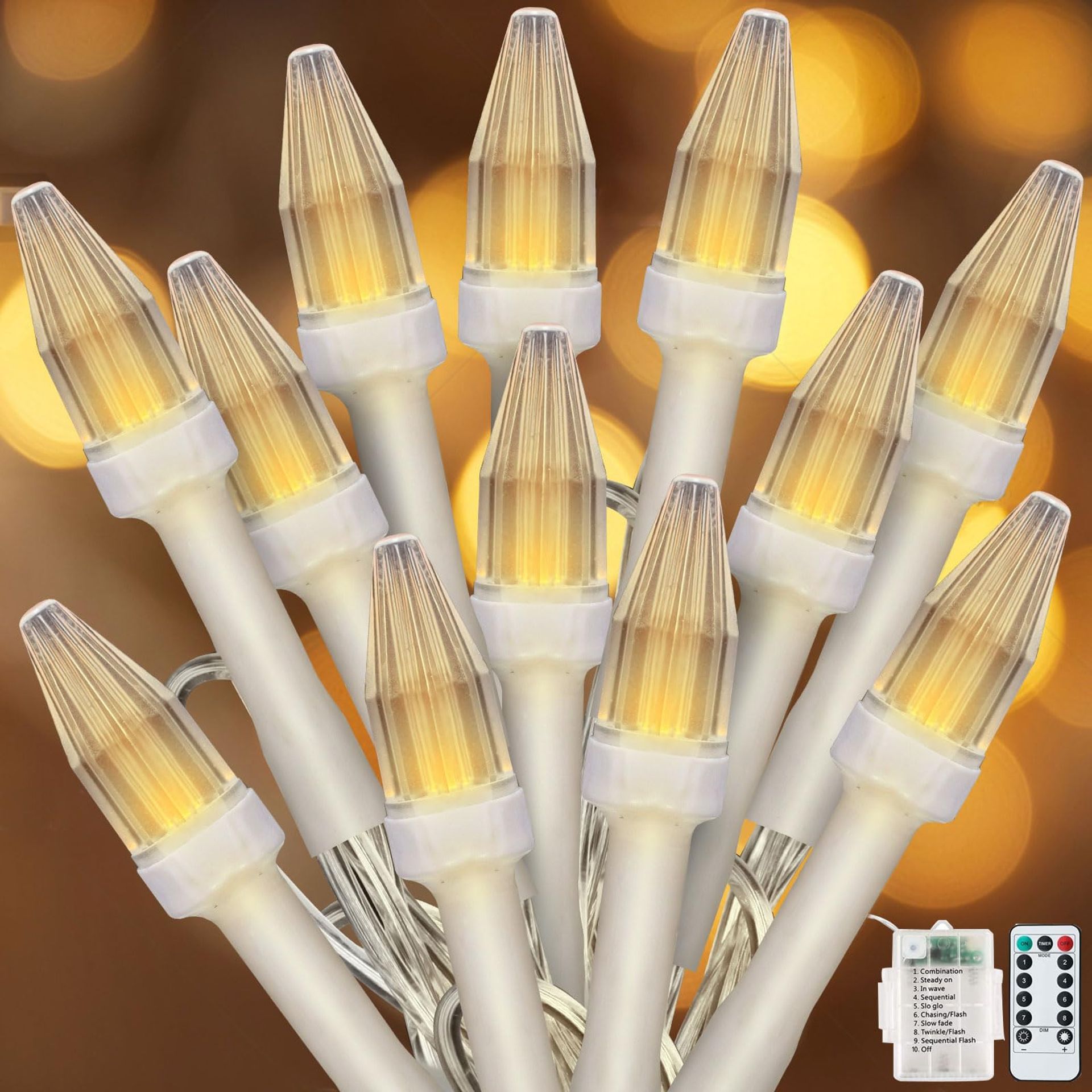 2-Pack 6M Christmas Fairy Lights 60 LEDs, Battery Operated with Remote Timer, Indoor & Outdoor Use, Warm White